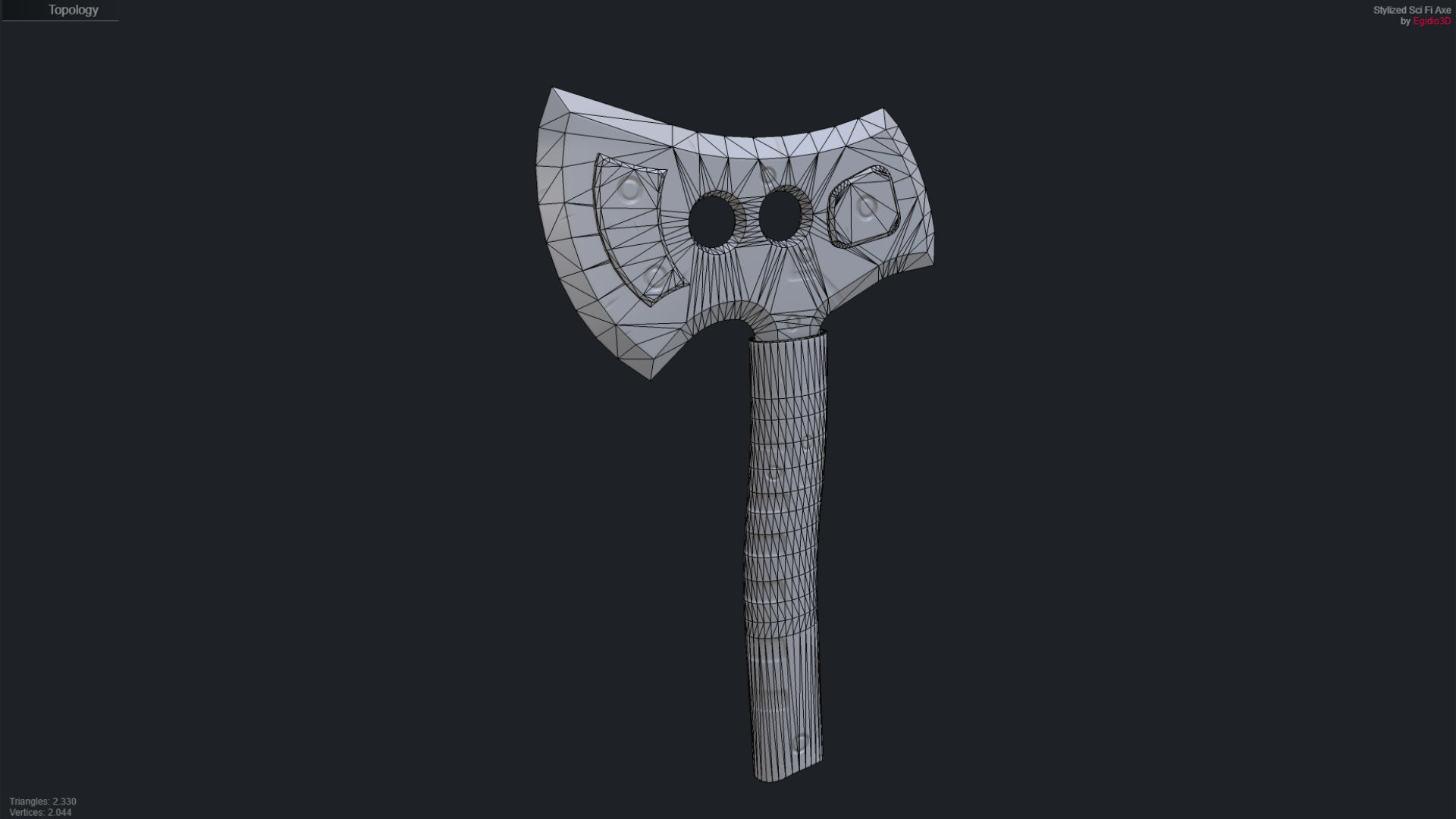 Stylized Sci Fi Axe Low-poly 3D model_16