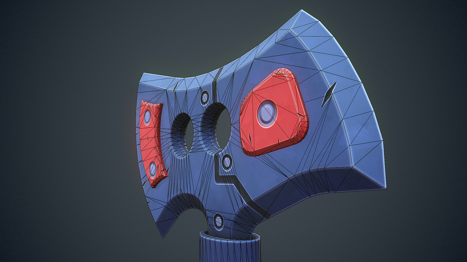 Stylized Sci Fi Axe Low-poly 3D model_12