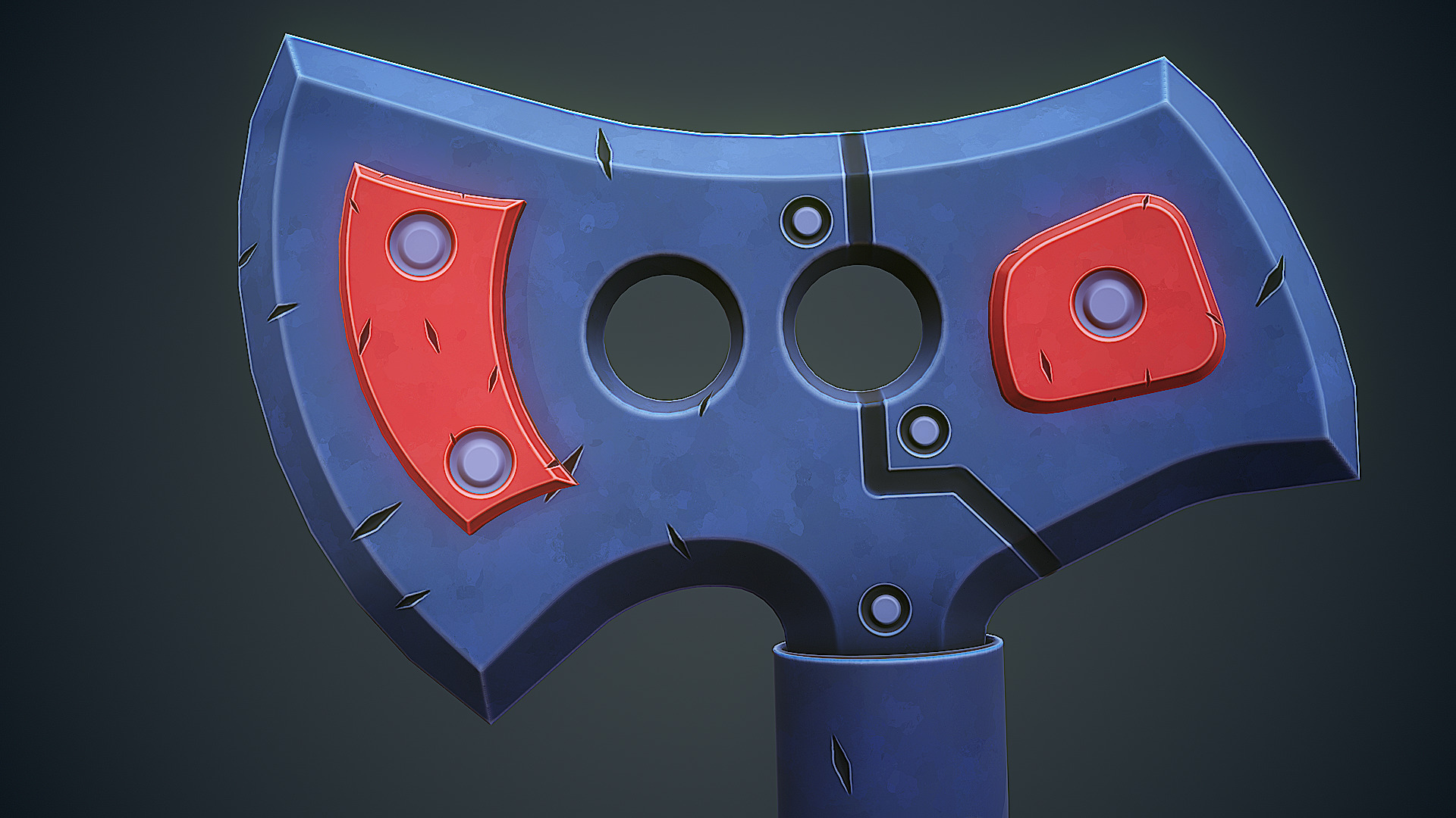 Stylized Sci Fi Axe Low-poly 3D model_7