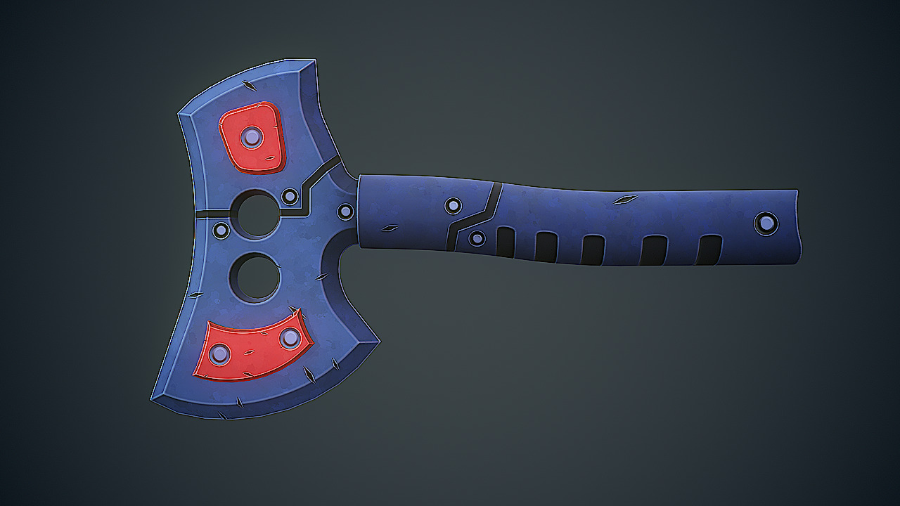 Stylized Sci Fi Axe Low-poly 3D model_9