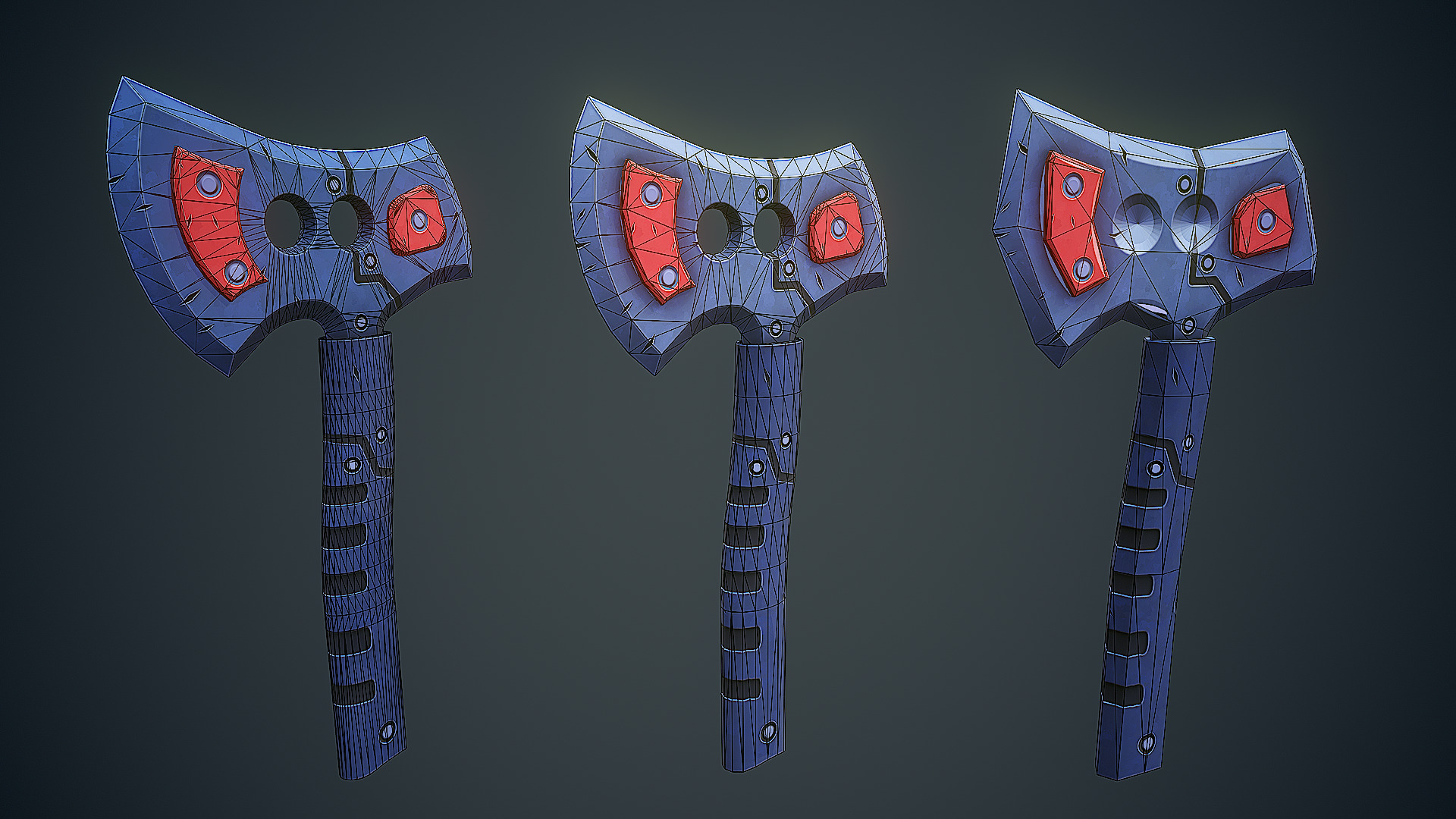 Stylized Sci Fi Axe Low-poly 3D model_18