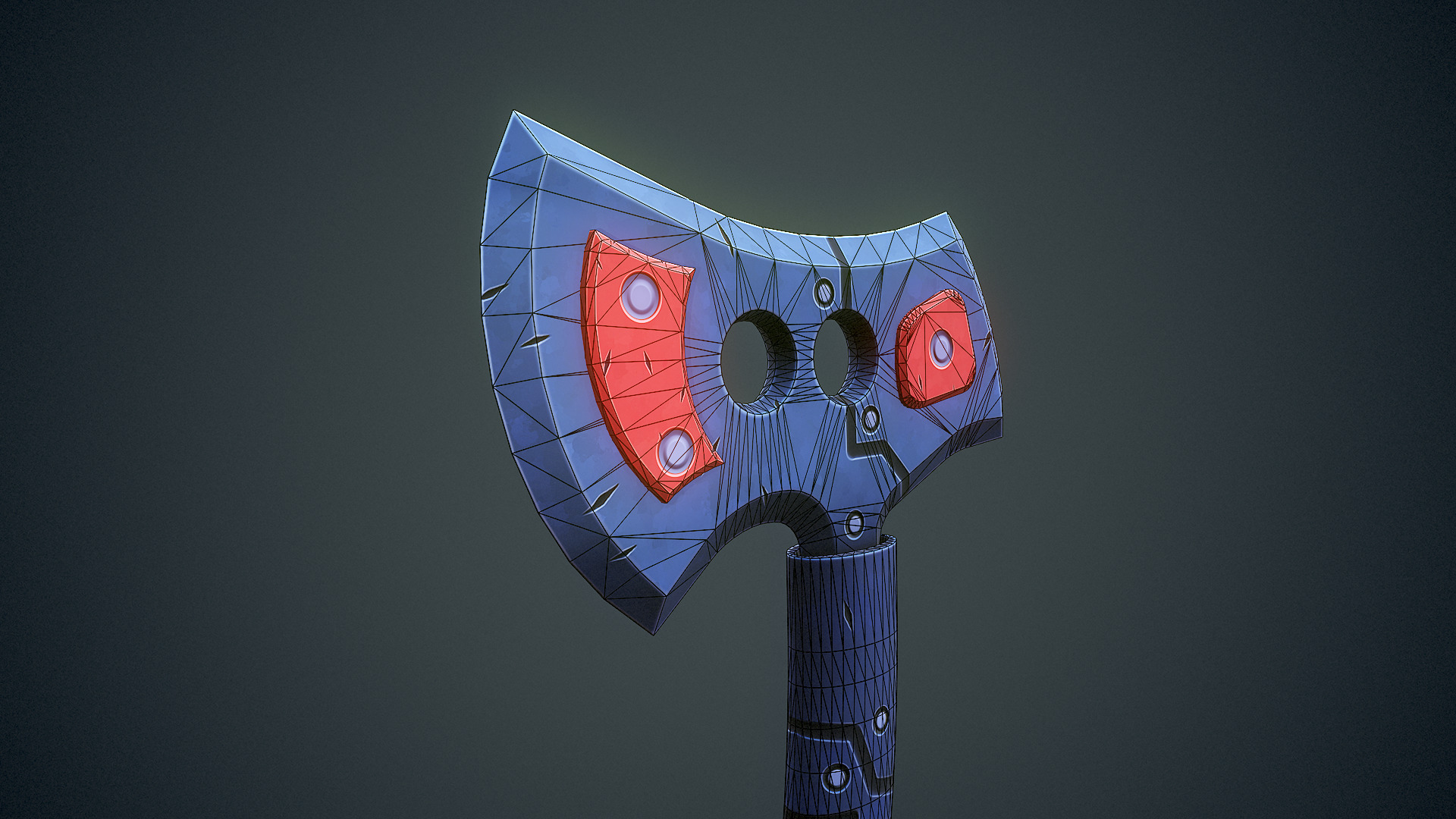 Stylized Sci Fi Axe Low-poly 3D model_11