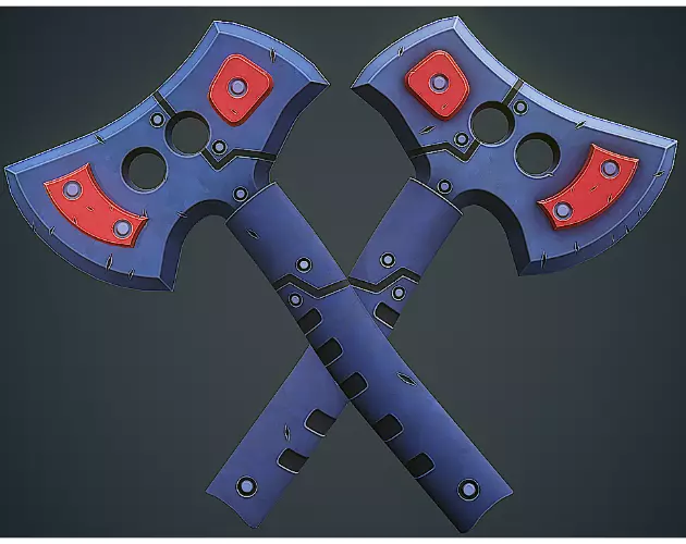 Stylized Sci Fi Axe Low-poly 3D model_0