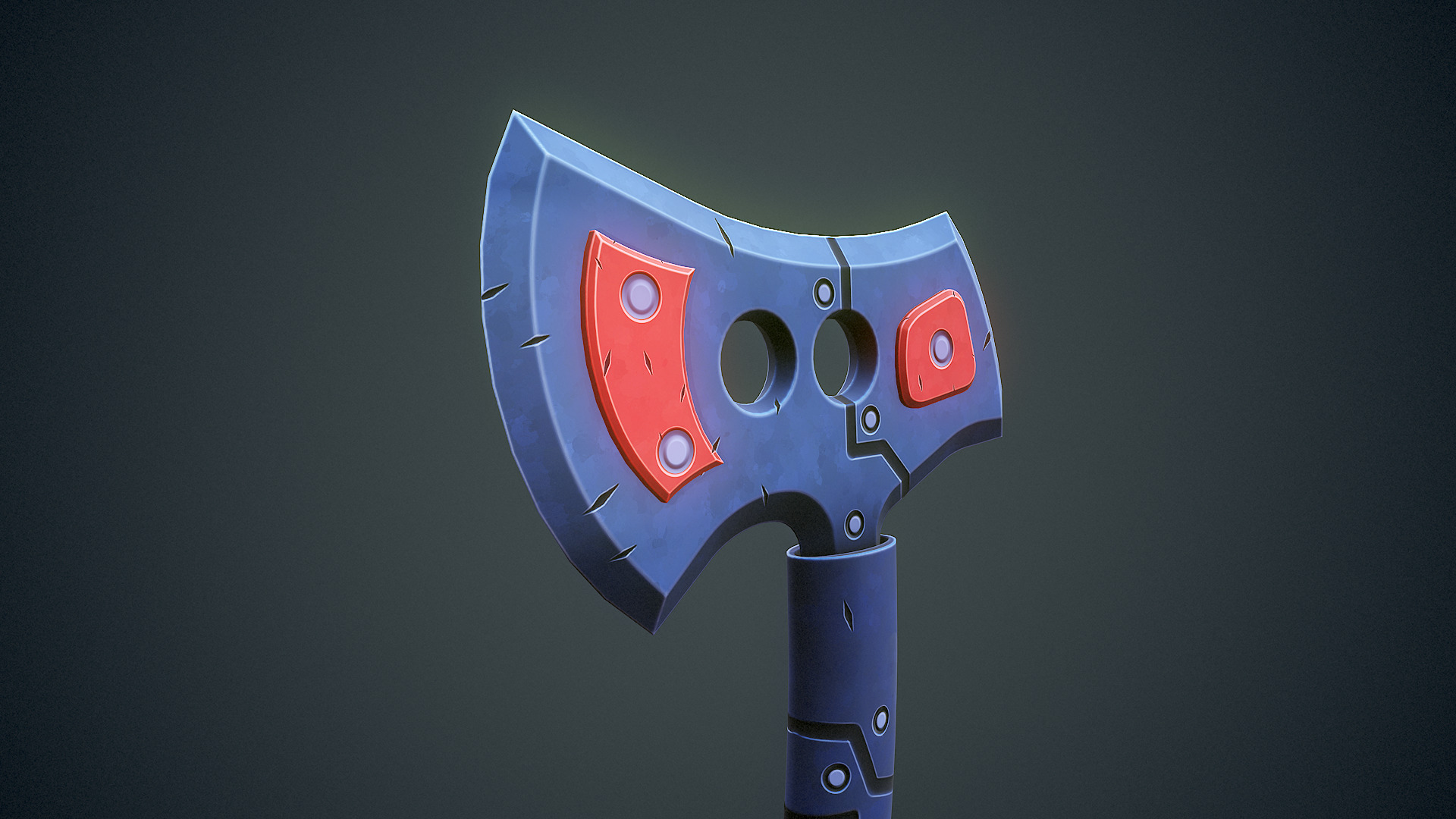 Stylized Sci Fi Axe Low-poly 3D model_4