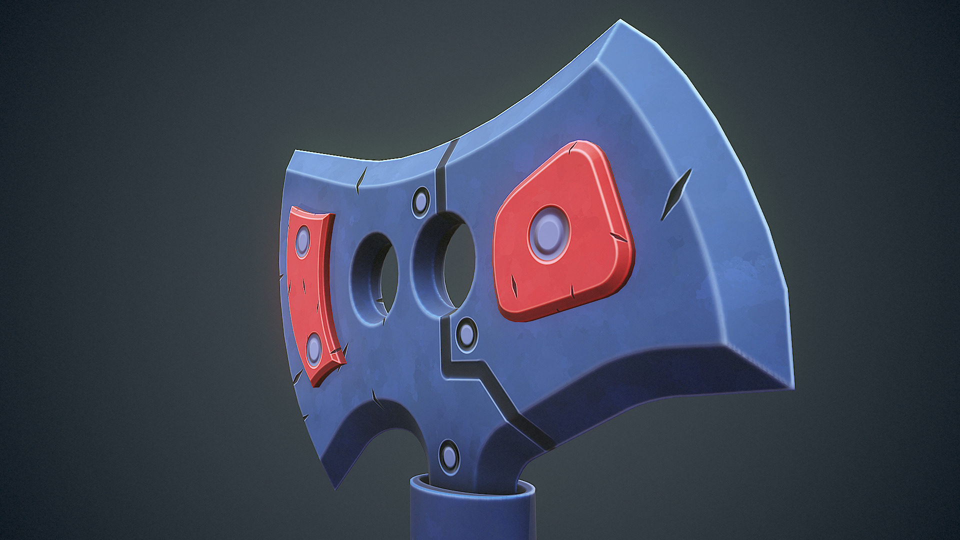 Stylized Sci Fi Axe Low-poly 3D model_8
