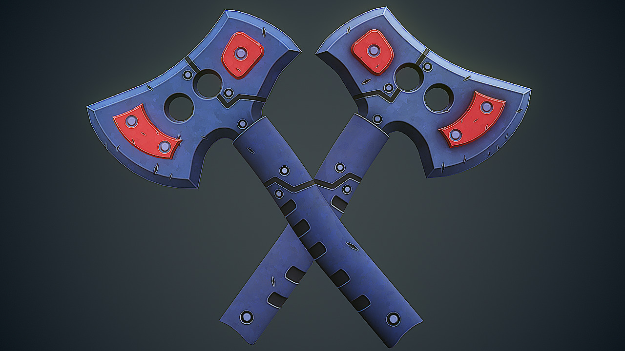 Stylized Sci Fi Axe Low-poly 3D model_10