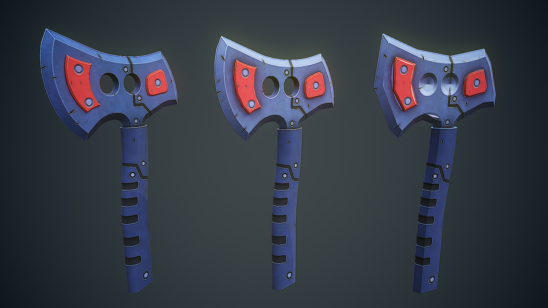 Stylized Sci Fi Axe Low-poly 3D model_17
