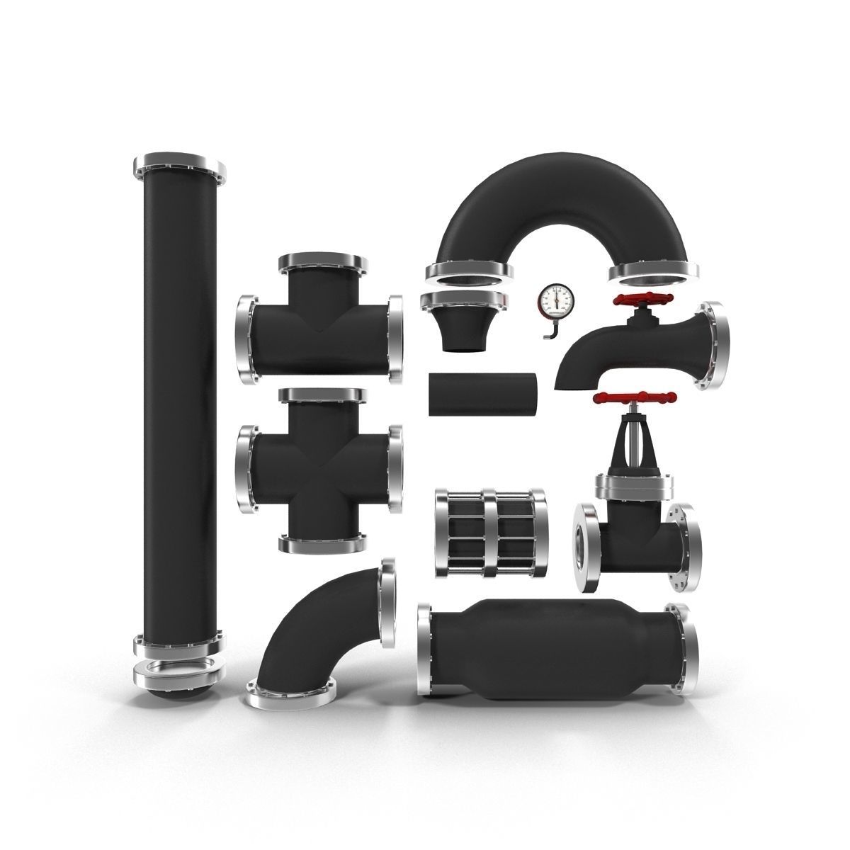 Industrial Pipes 3D model_4