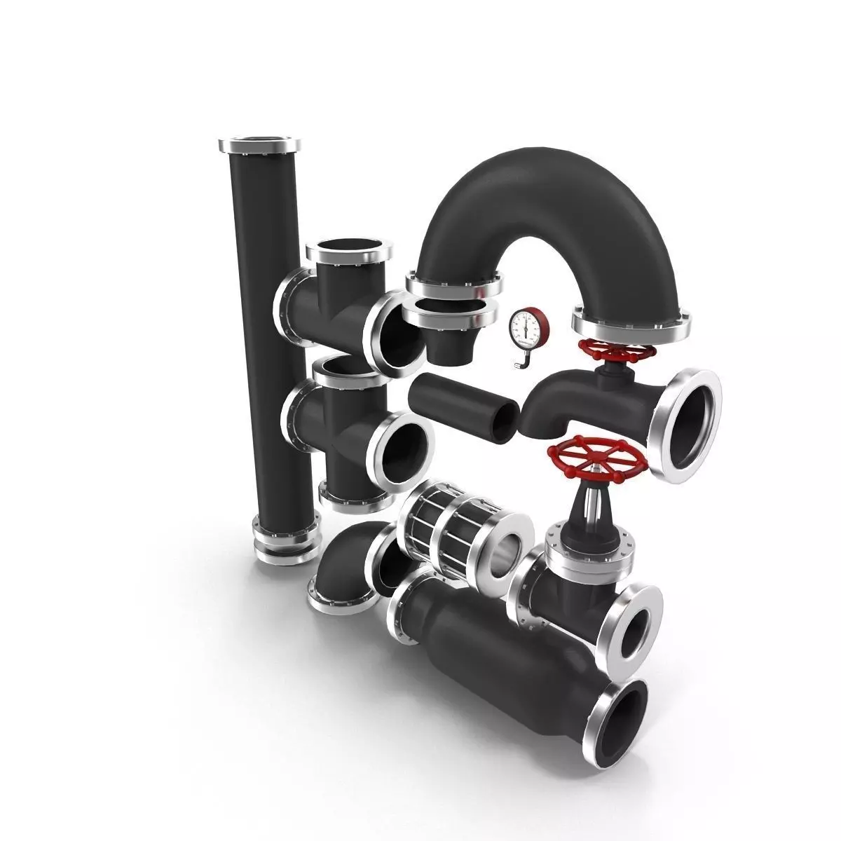Industrial Pipes 3D model_0
