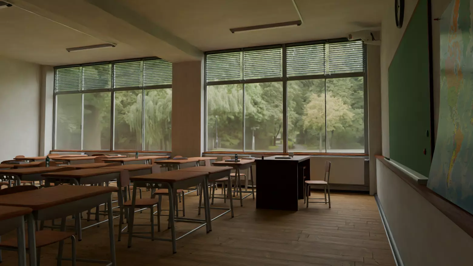 Low Polly Classroom scene Low-poly 3D model_0