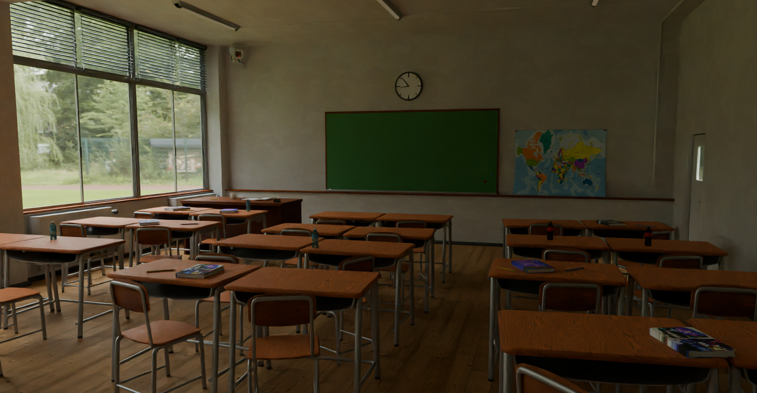 Low Polly Classroom scene Low-poly 3D model_3
