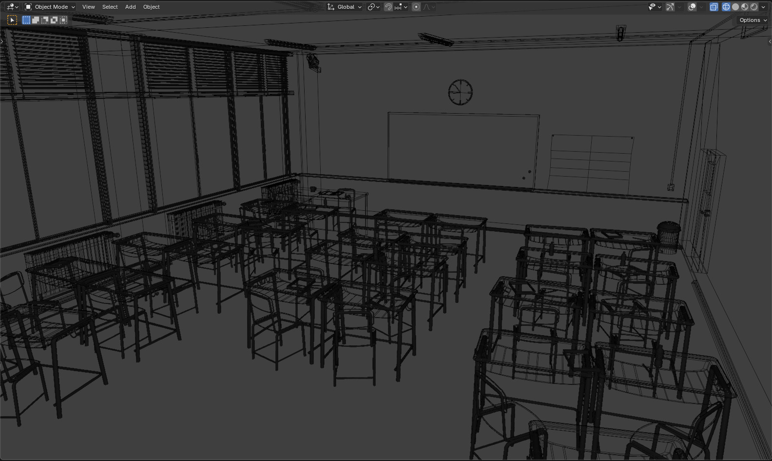 Low Polly Classroom scene Low-poly 3D model_4