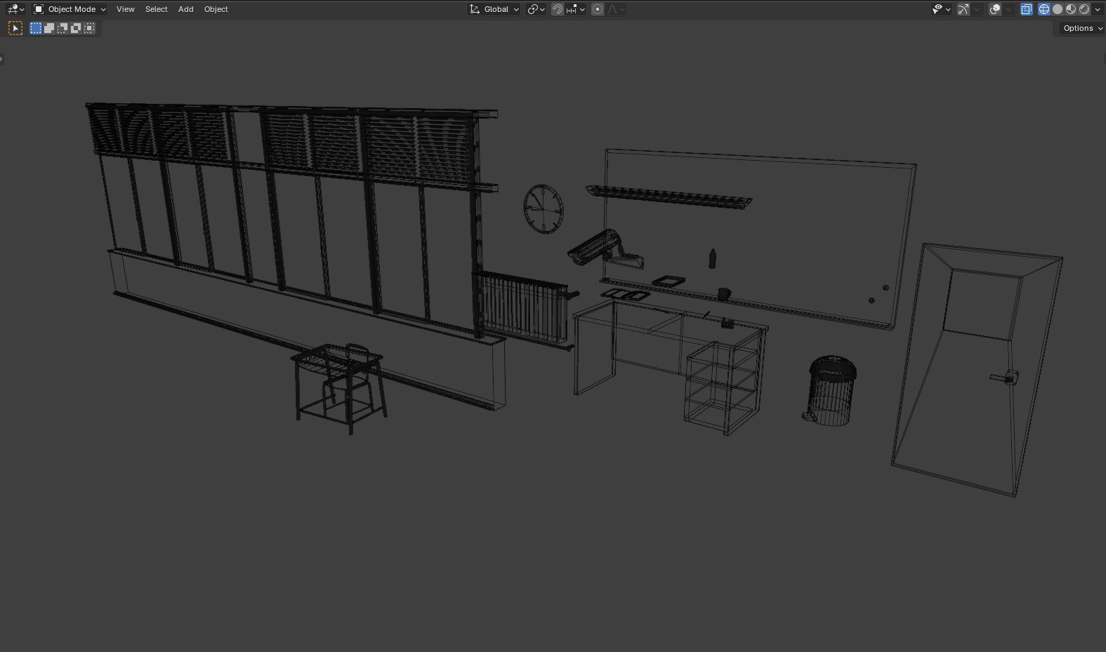 Low Polly Classroom scene Low-poly 3D model_1