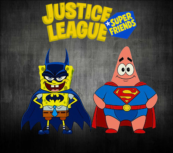 SPONGEBOB AND PATRICK SUPER HEROES BATMAN AND SUPERMAN 3D print model