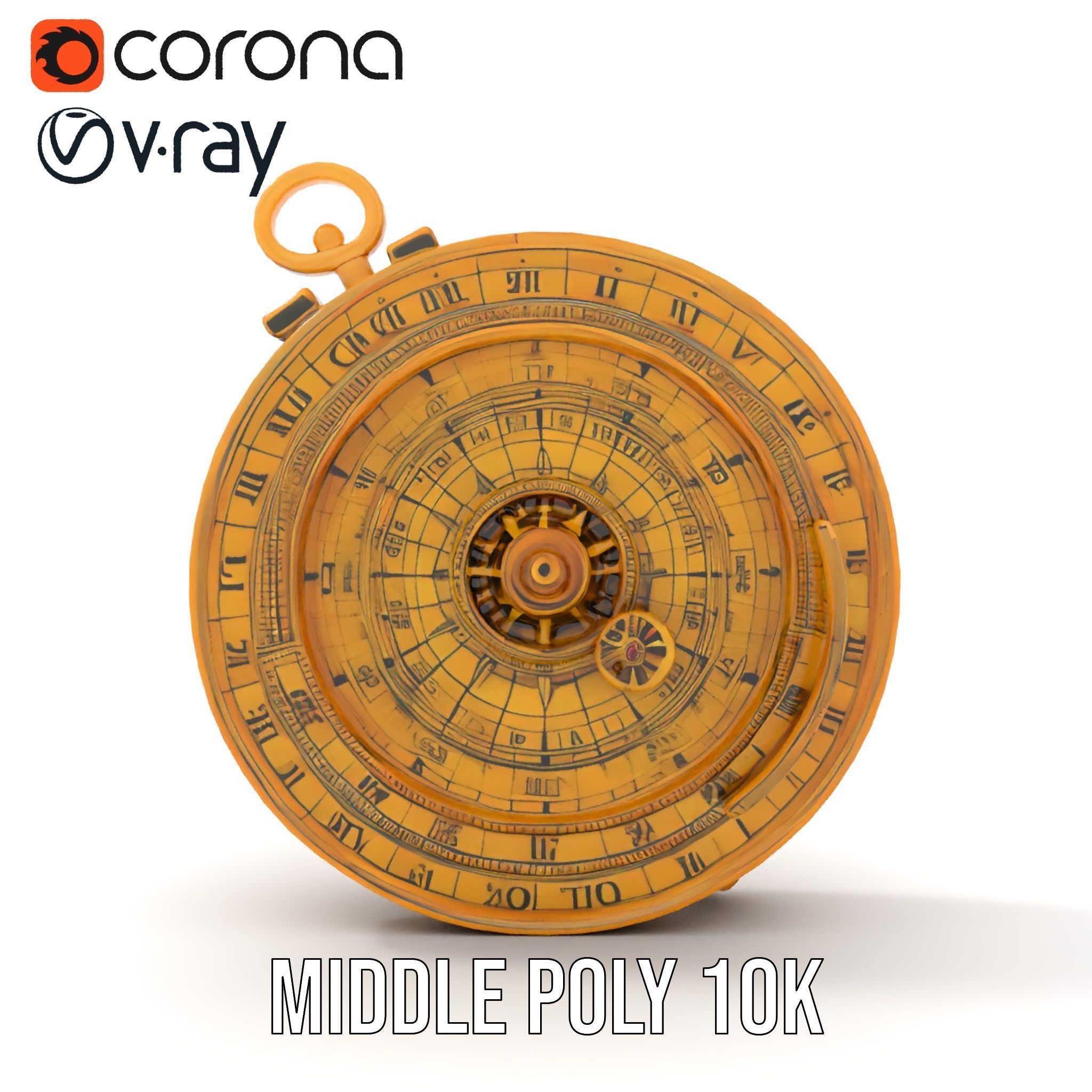 Antique Astrolabe Model Pack Low-poly 3D model_5