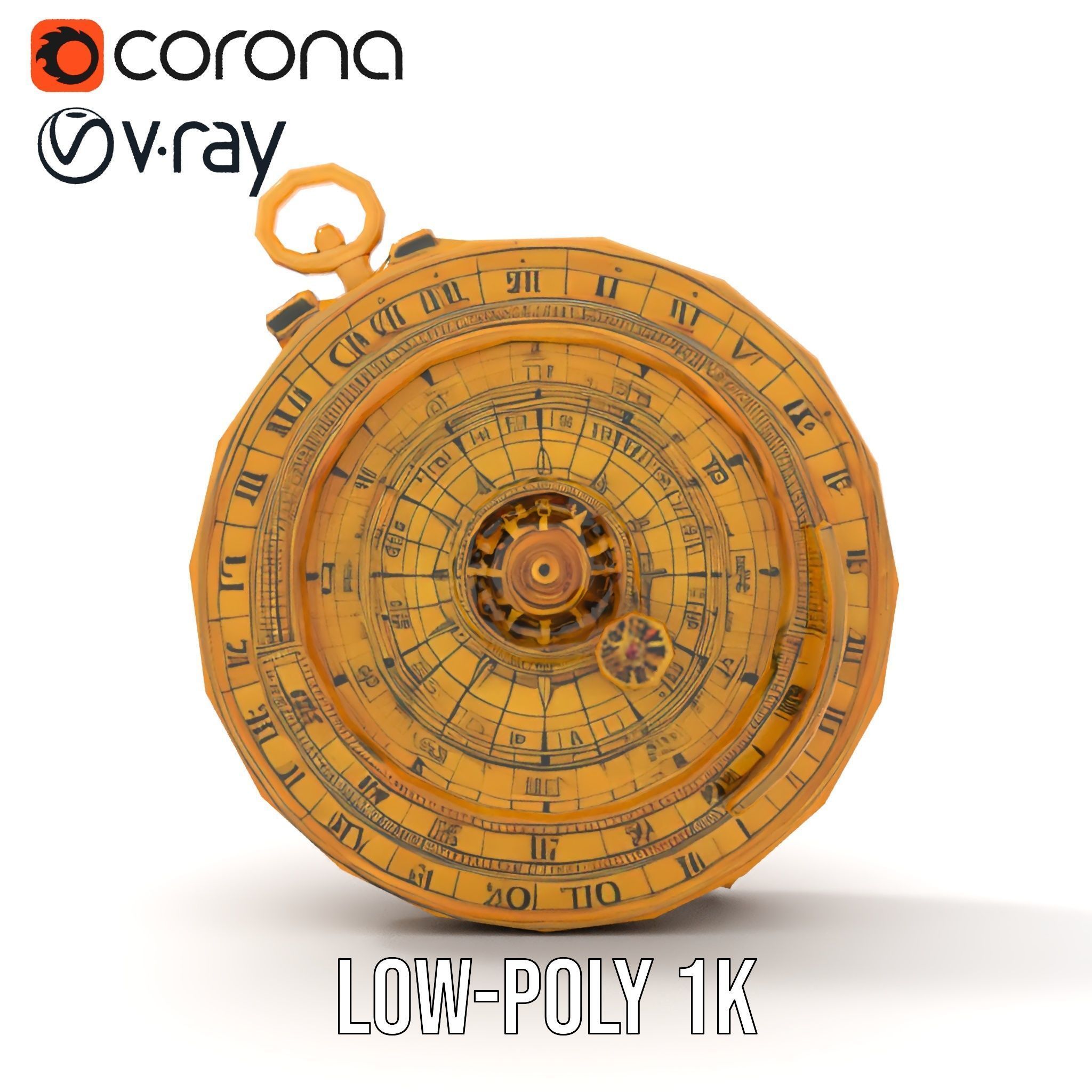 Antique Astrolabe Model Pack Low-poly 3D model_8