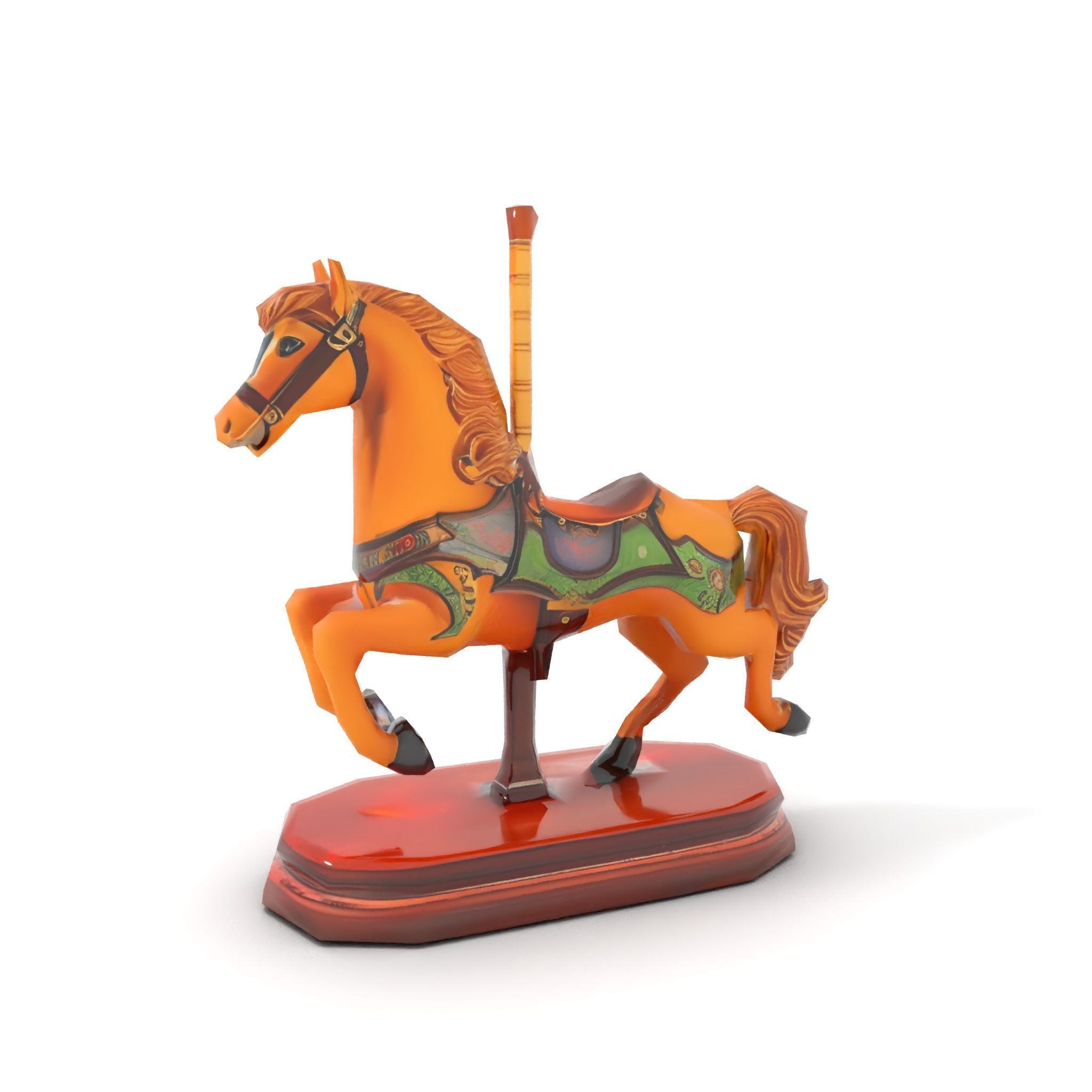 Classic Carousel Horse Model Pack with Ornate Detailing Low-poly 3D model_14