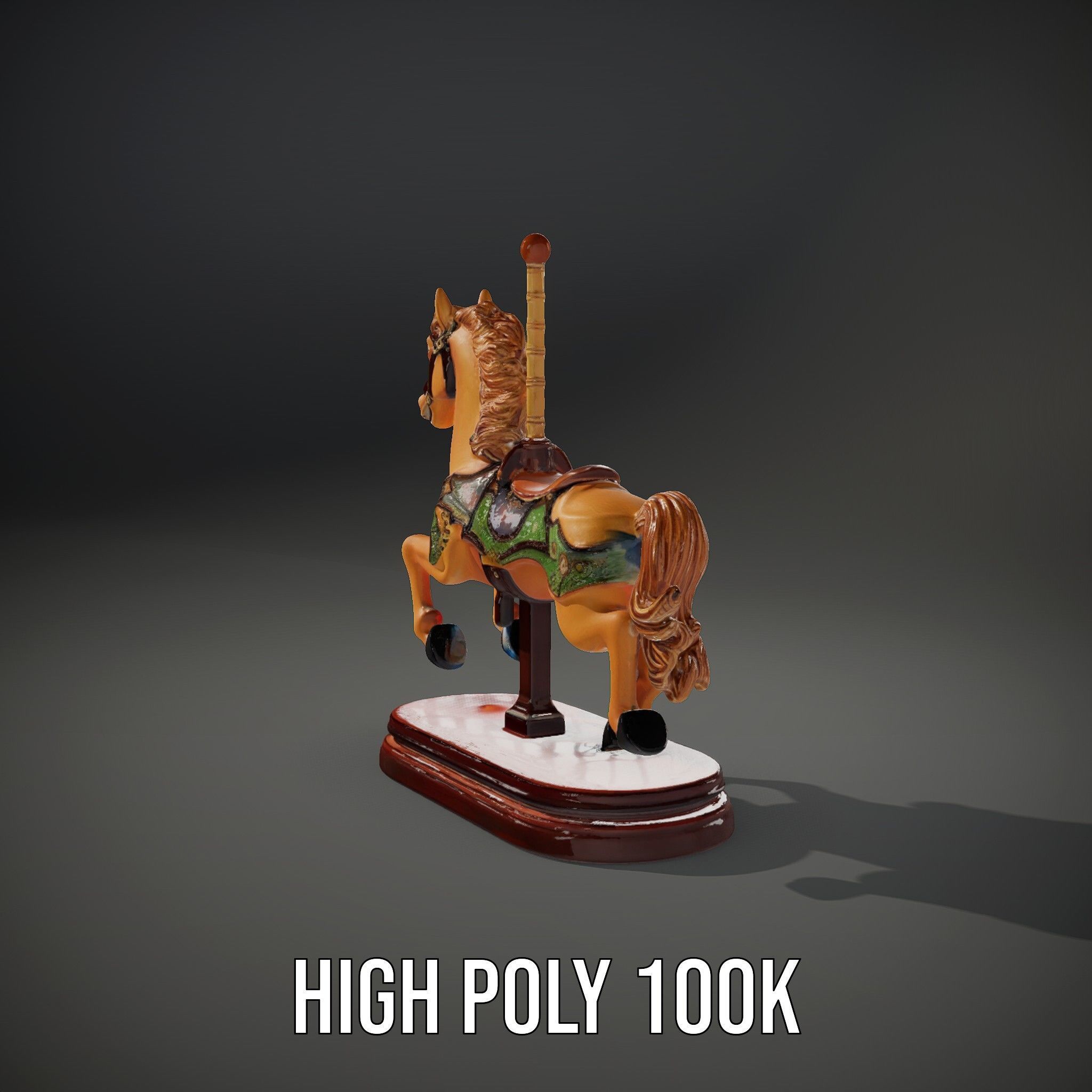 Classic Carousel Horse Model Pack with Ornate Detailing Low-poly 3D model_10