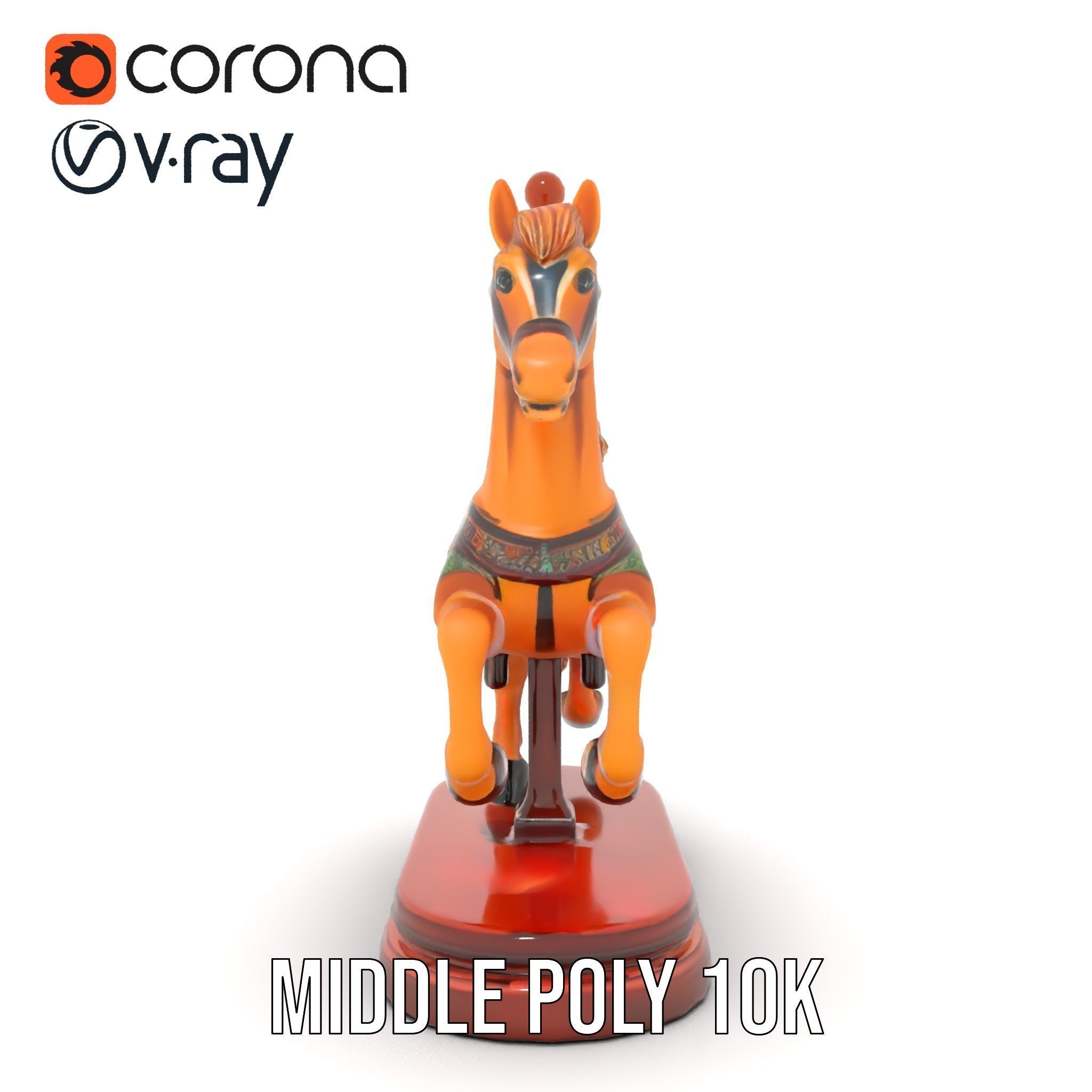 Classic Carousel Horse Model Pack with Ornate Detailing Low-poly 3D model_20