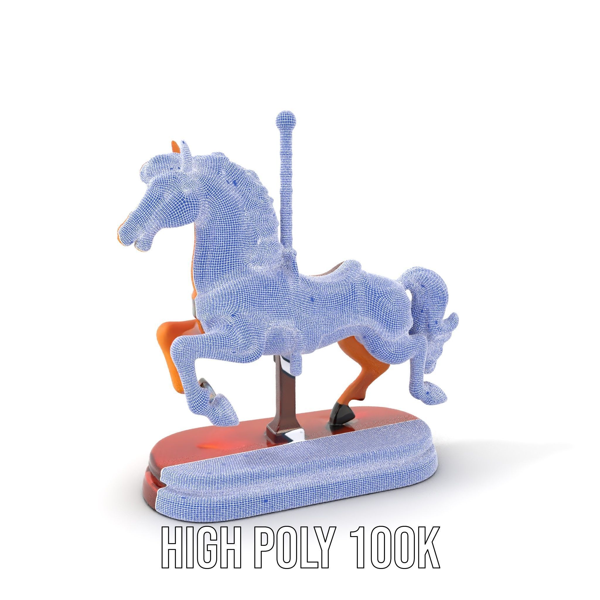 Classic Carousel Horse Model Pack with Ornate Detailing Low-poly 3D model_4