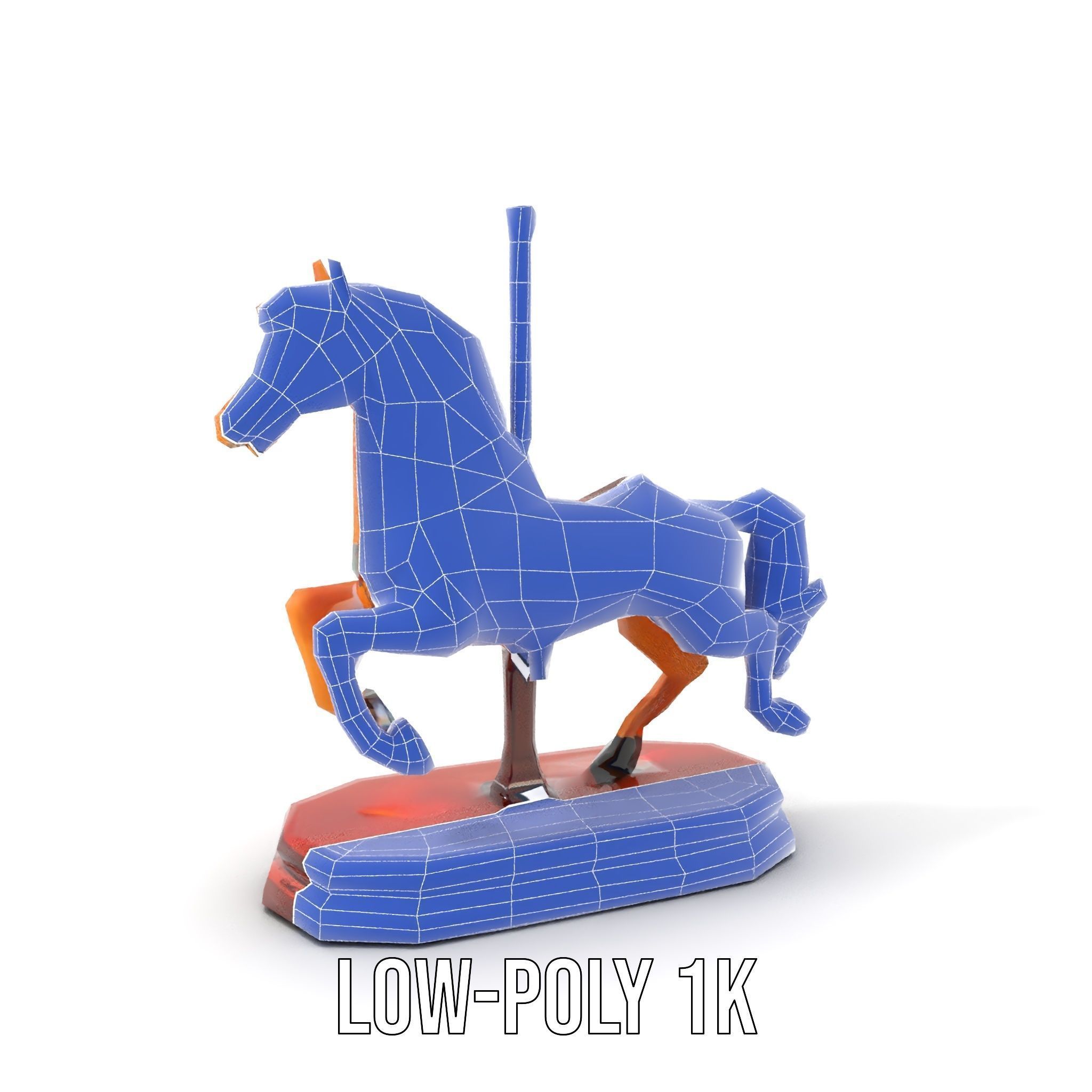 Classic Carousel Horse Model Pack with Ornate Detailing Low-poly 3D model_21