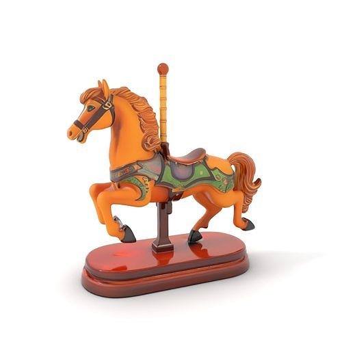 Classic Carousel Horse Model Pack with Ornate Detailing Low-poly 3D model