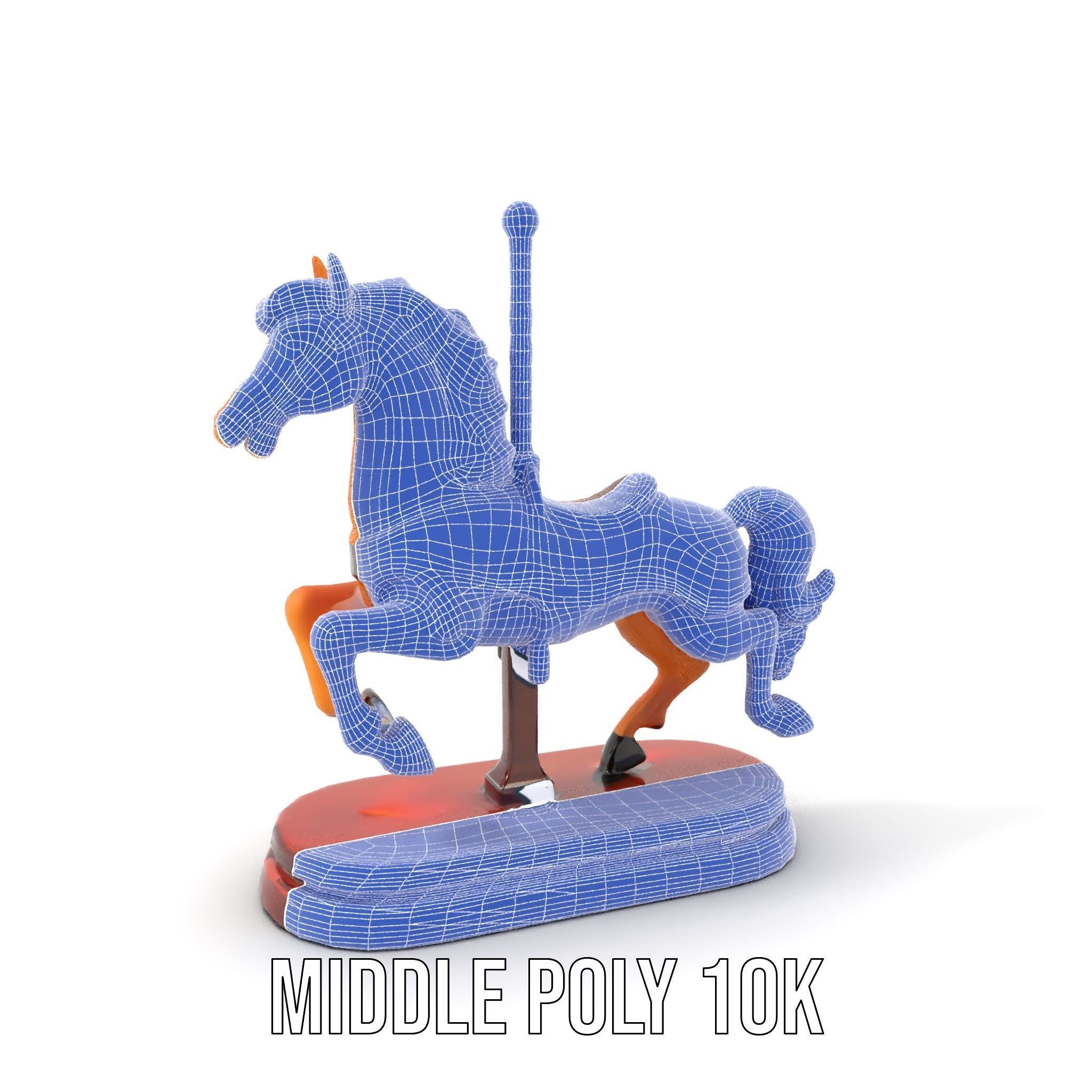 Classic Carousel Horse Model Pack with Ornate Detailing Low-poly 3D model_13