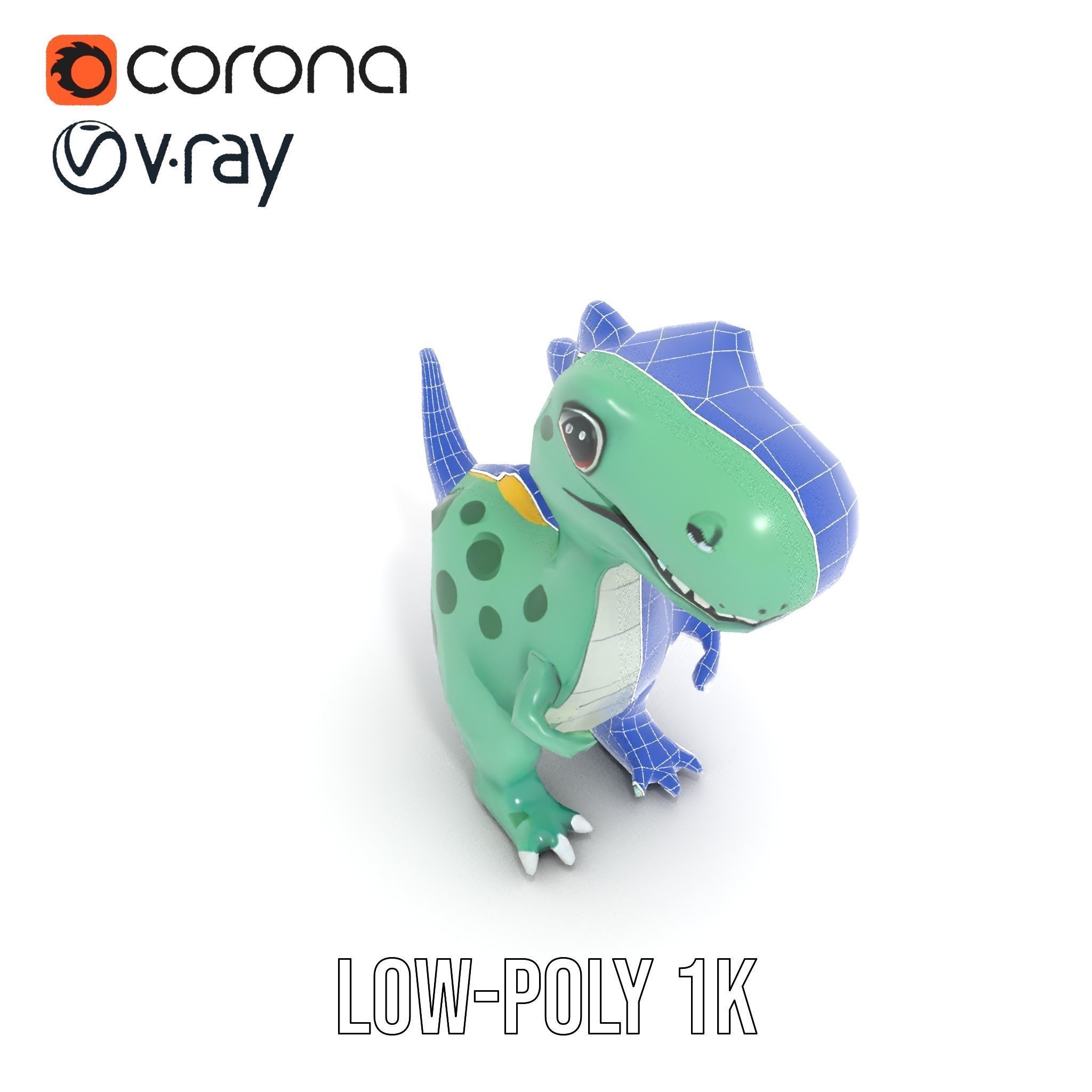 Cartoon Dinosaur Character Model Pack Low-poly 3D model_19