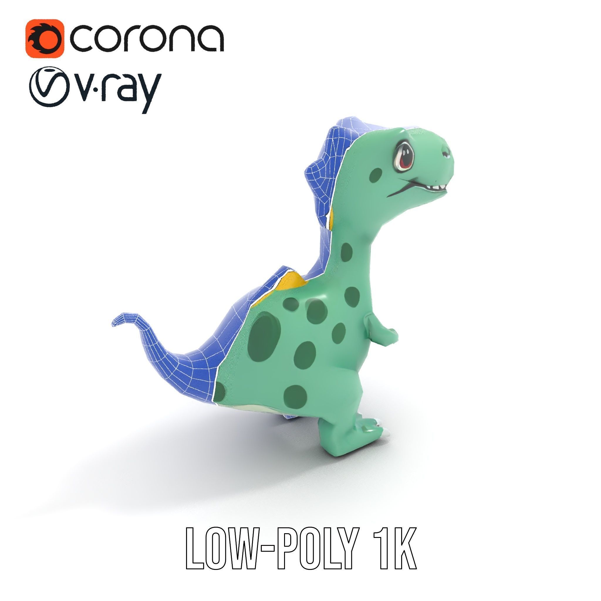 Cartoon Dinosaur Character Model Pack Low-poly 3D model_22