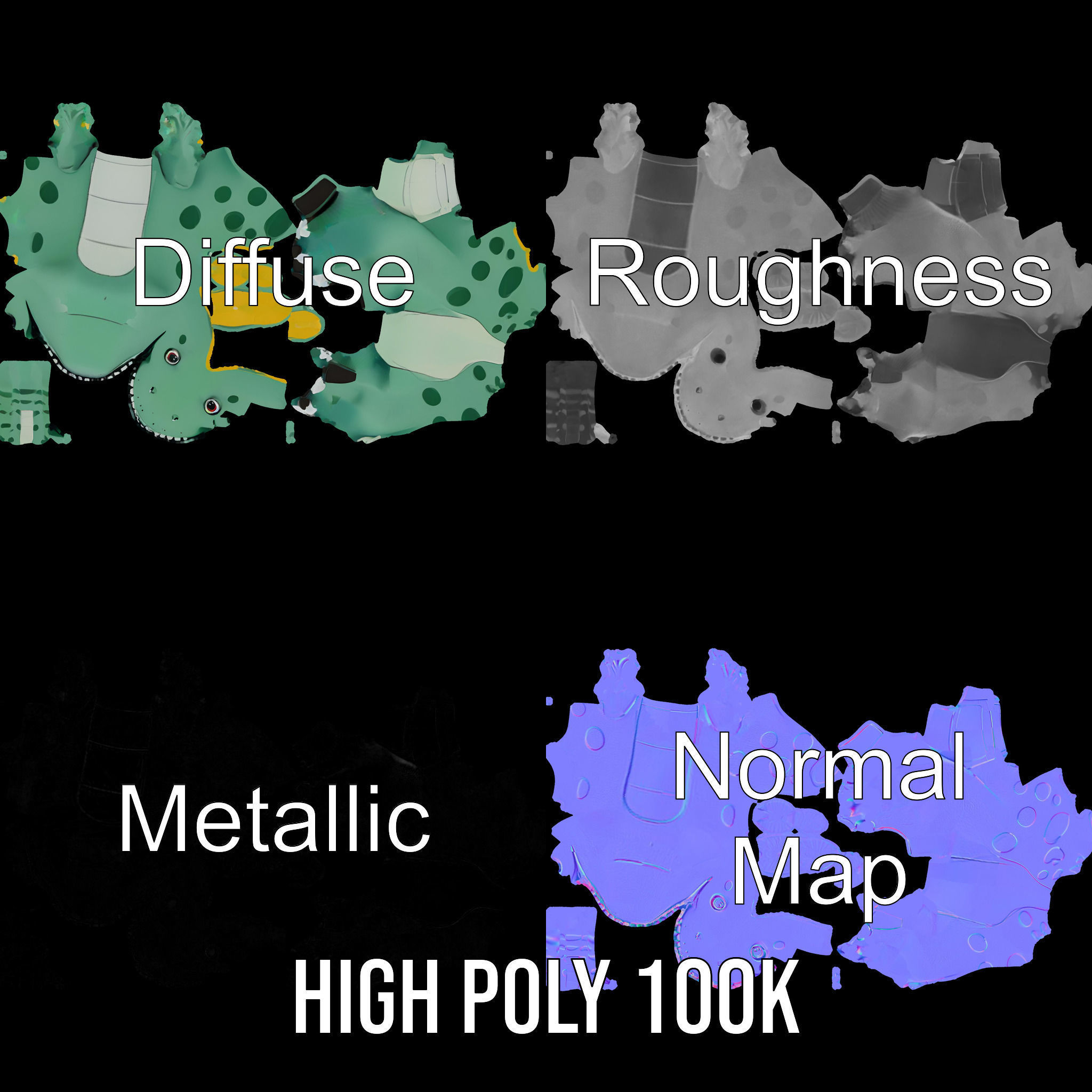 Cartoon Dinosaur Character Model Pack Low-poly 3D model_3