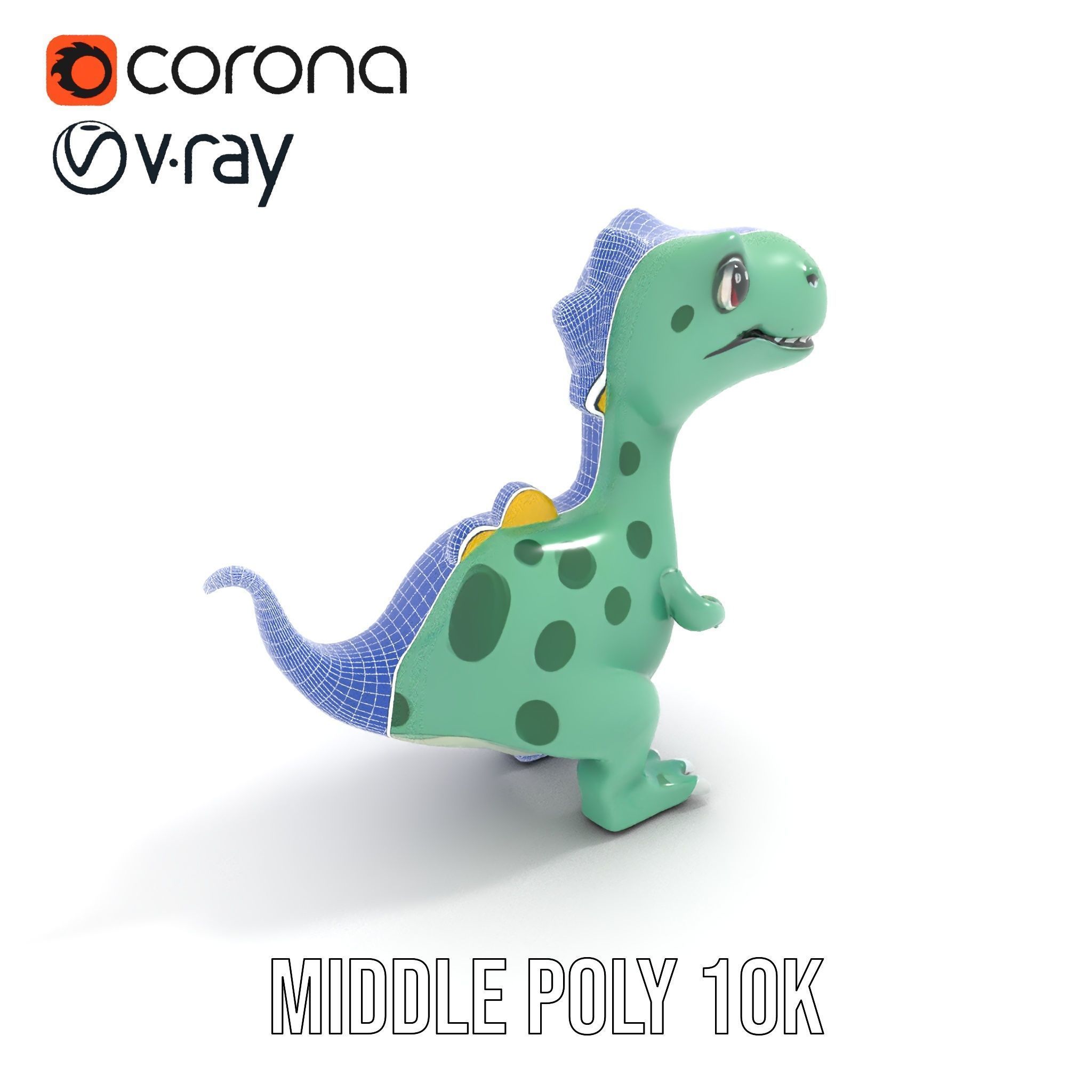 Cartoon Dinosaur Character Model Pack Low-poly 3D model_16