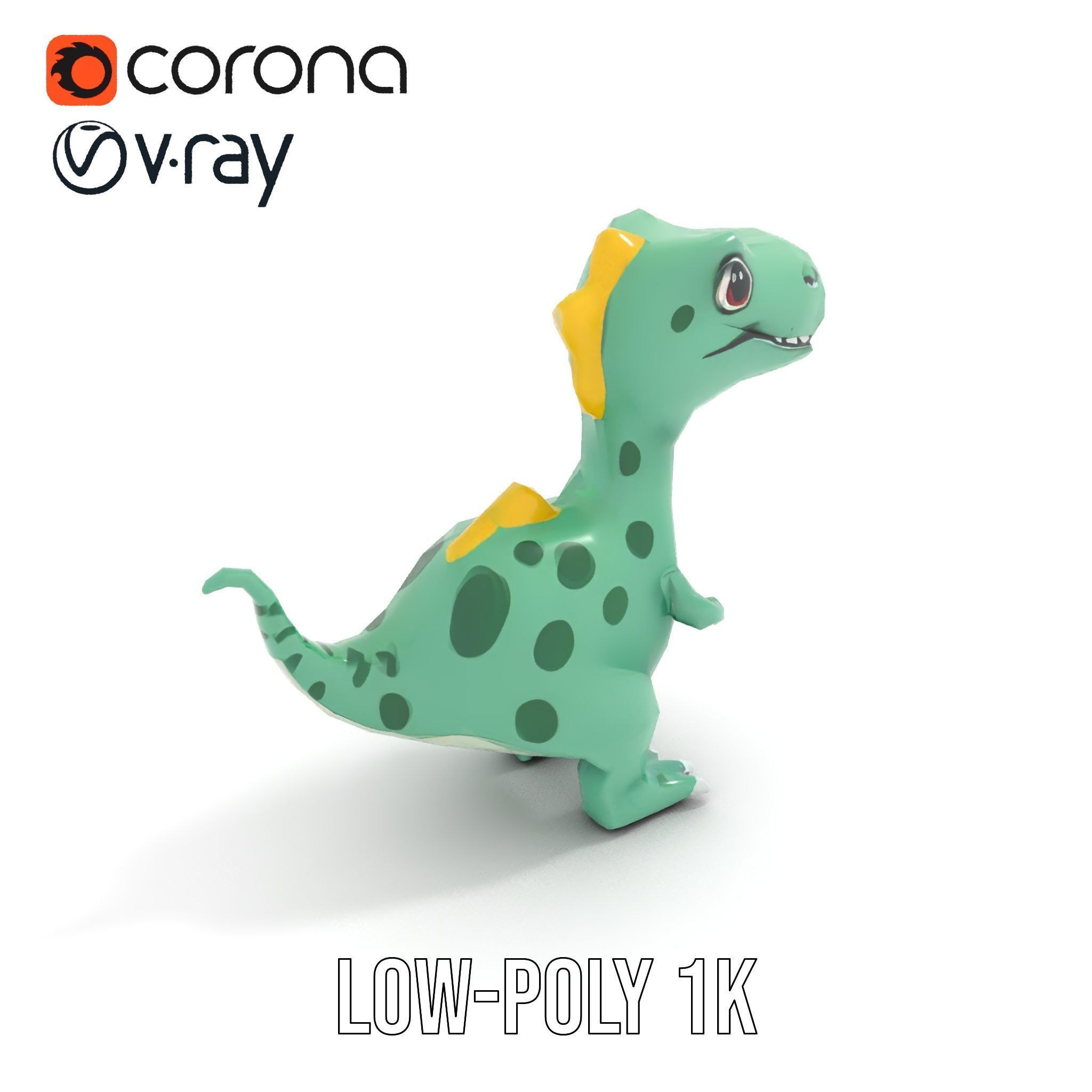 Cartoon Dinosaur Character Model Pack Low-poly 3D model_7