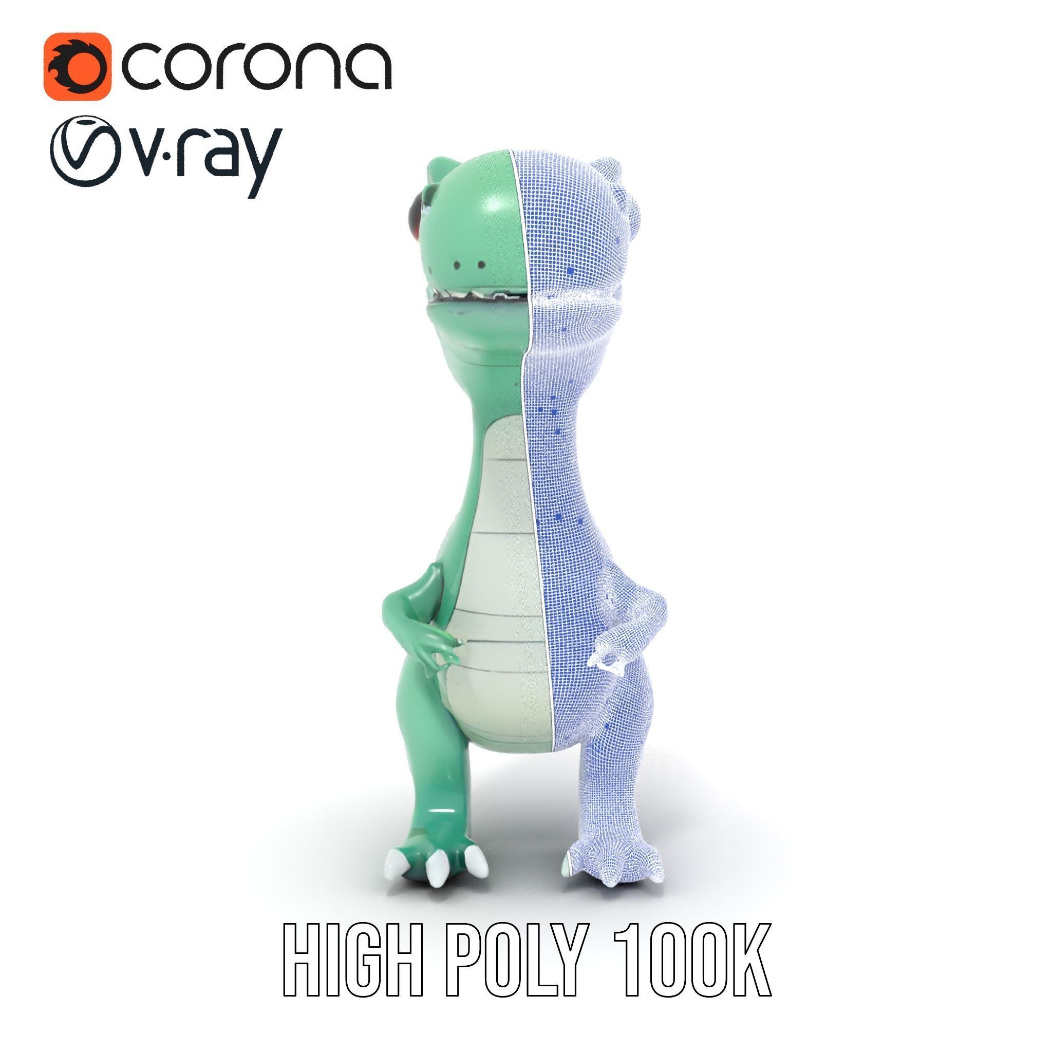 Cartoon Dinosaur Character Model Pack Low-poly 3D model_34