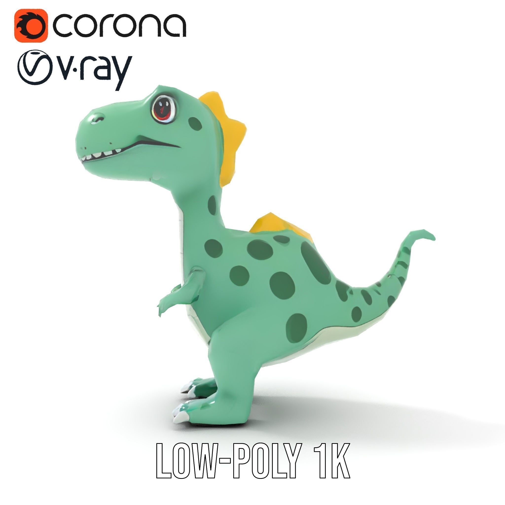 Cartoon Dinosaur Character Model Pack Low-poly 3D model_9