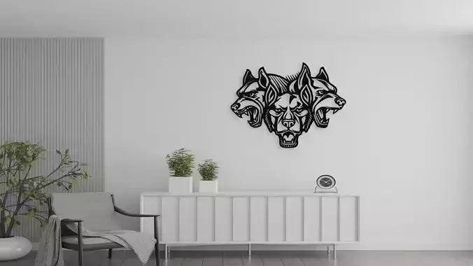 Three Headed Dog Wall Decor Art