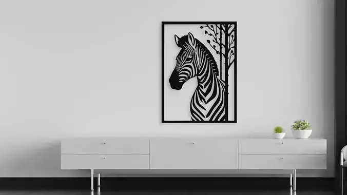 Striking Zebra Wall Art Decor - 3D Print Laser Cut Design