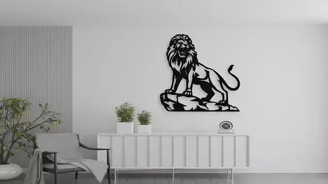Majestic Roaring Lion Wall Decor Art 3D Model