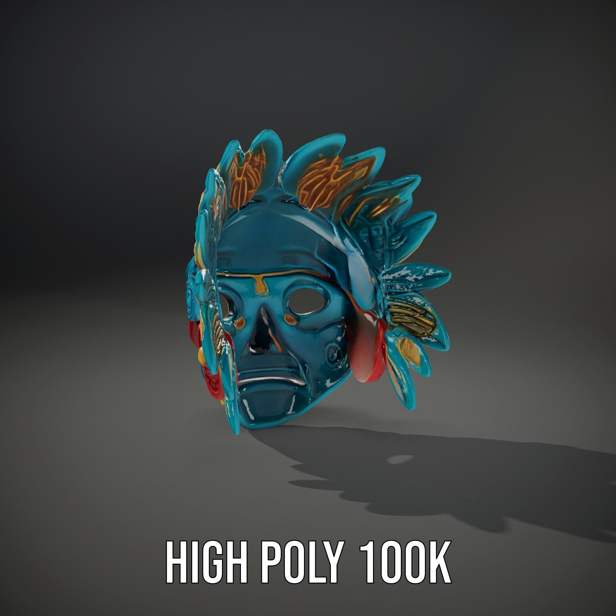 Aztec Warrior Mask D Model Pack Low-poly 3D model_10