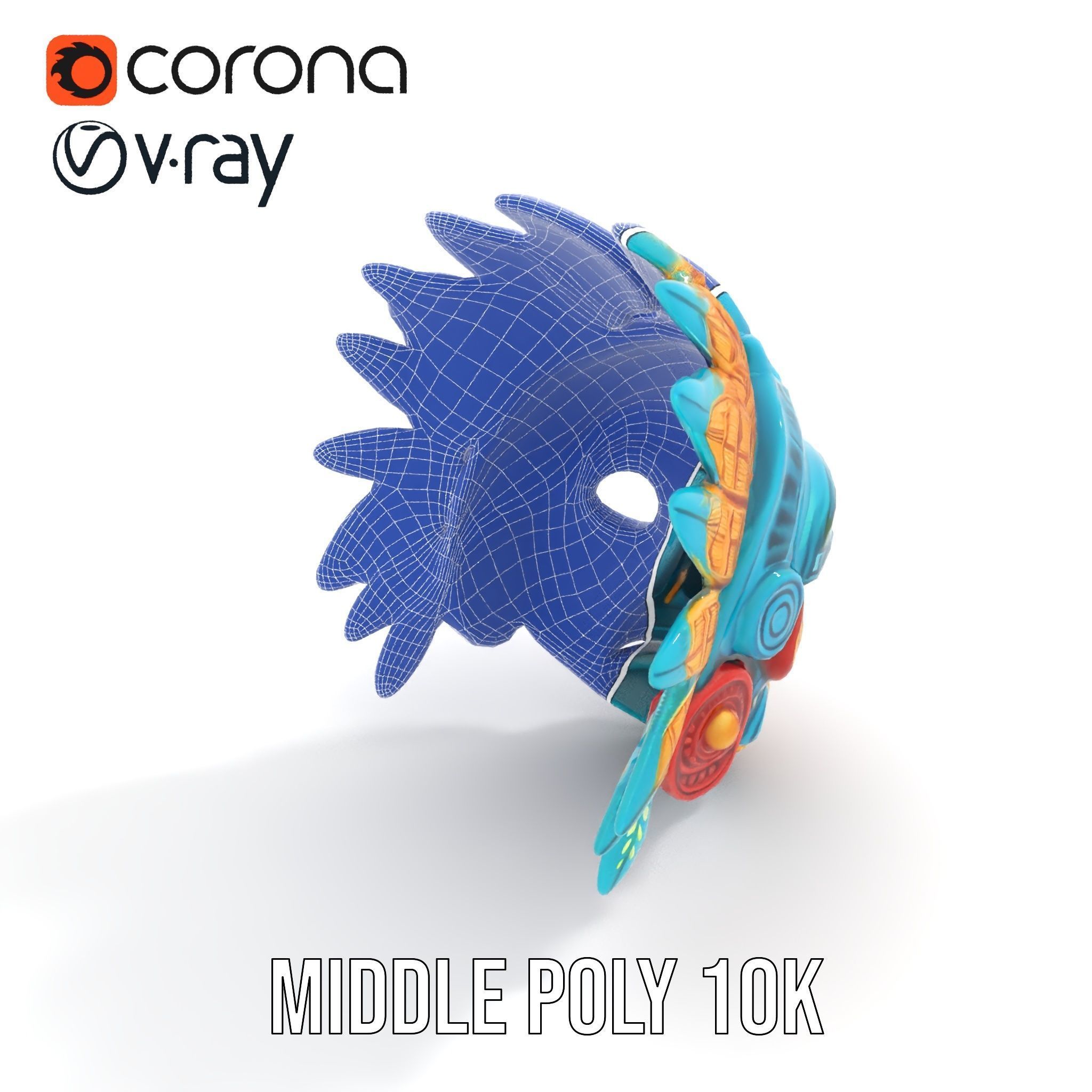 Aztec Warrior Mask D Model Pack Low-poly 3D model_16