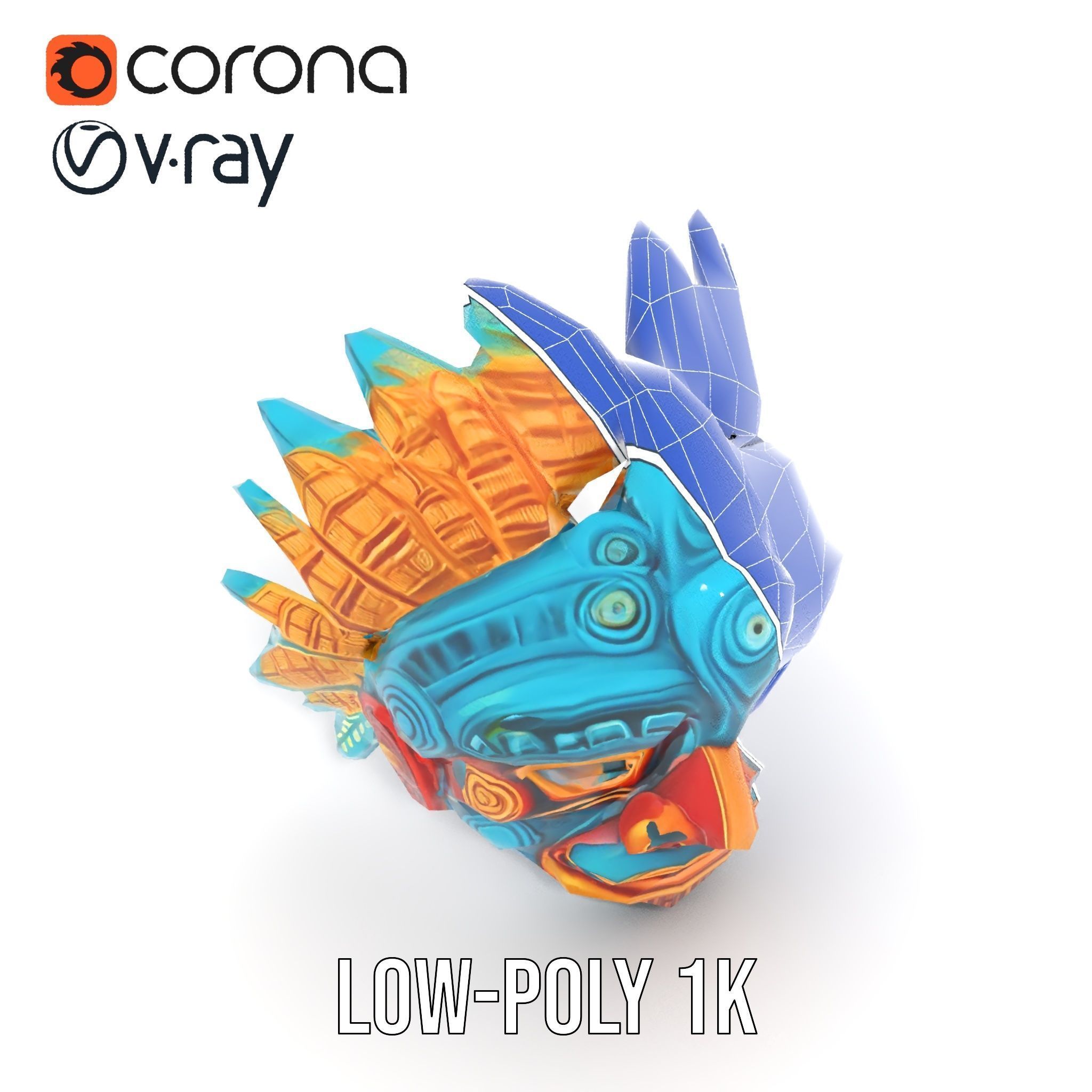 Aztec Warrior Mask D Model Pack Low-poly 3D model_27