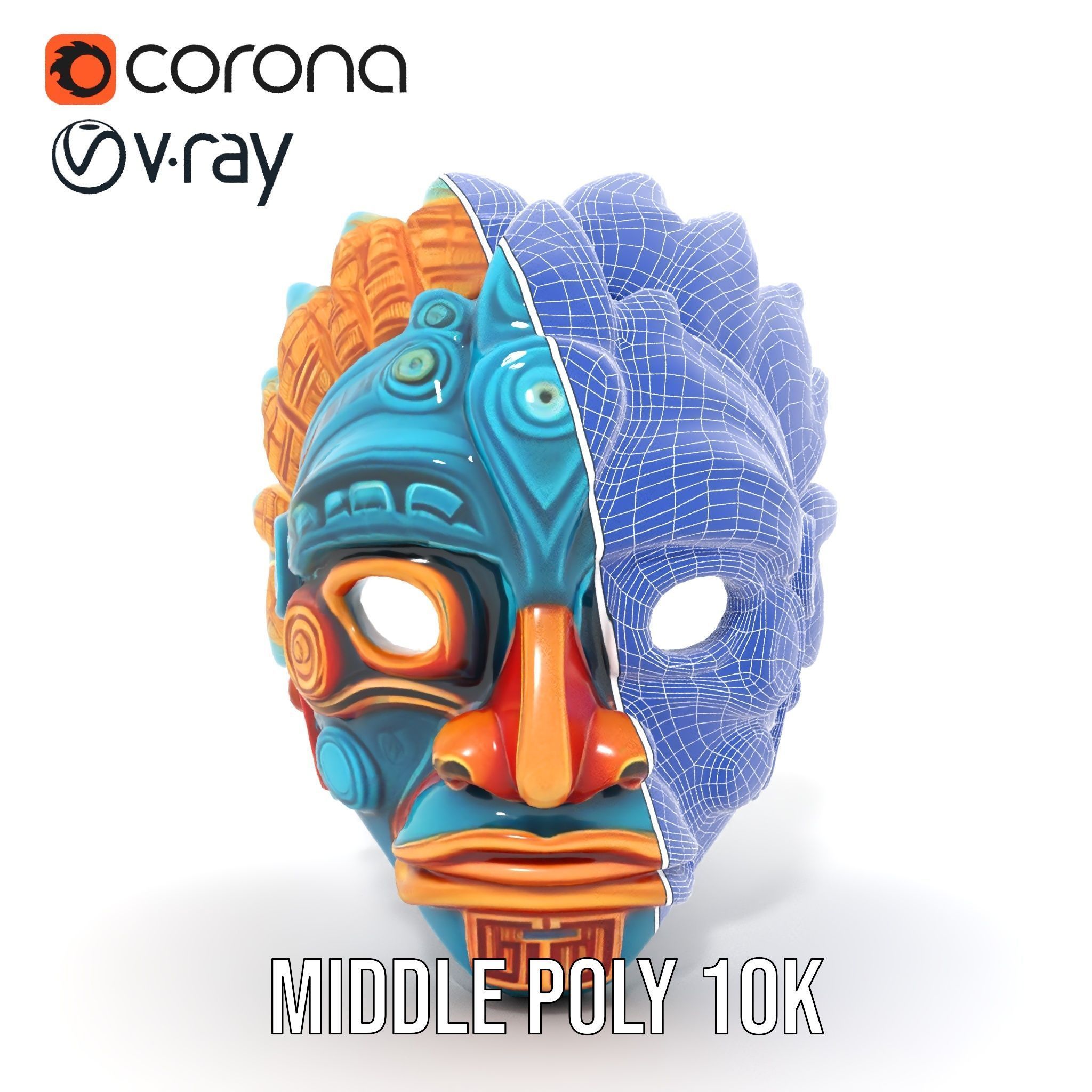 Aztec Warrior Mask D Model Pack Low-poly 3D model_29