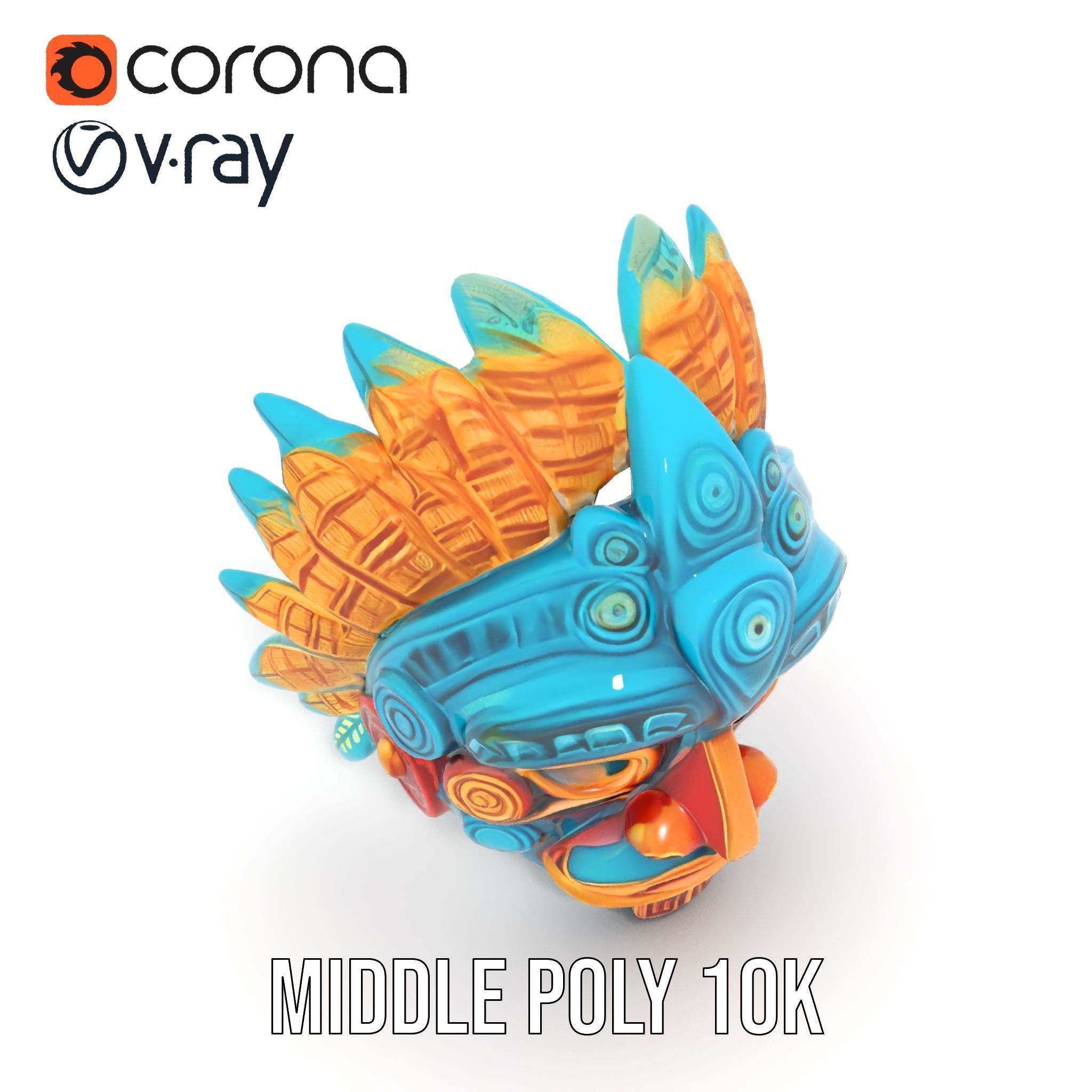 Aztec Warrior Mask D Model Pack Low-poly 3D model_11