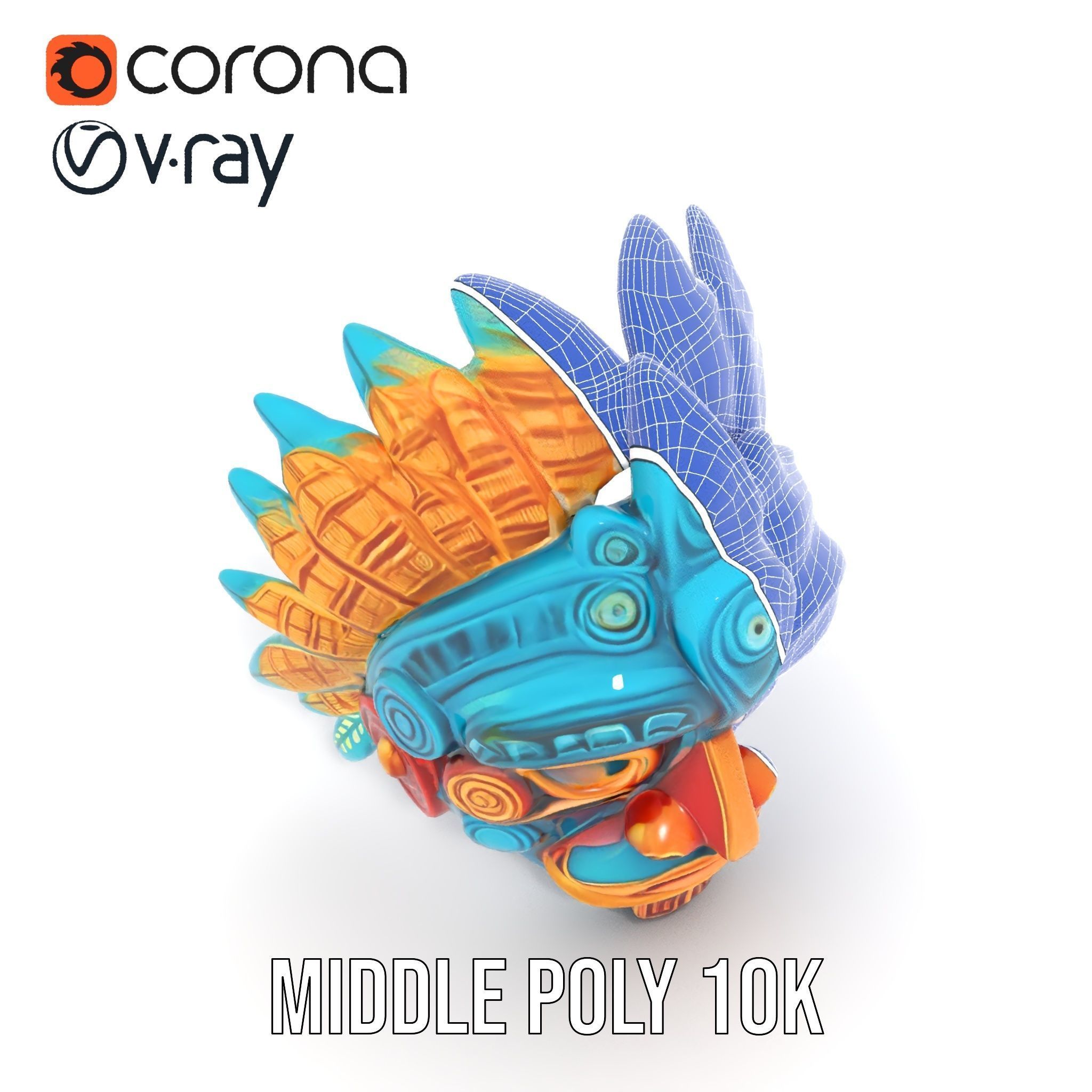 Aztec Warrior Mask D Model Pack Low-poly 3D model_26