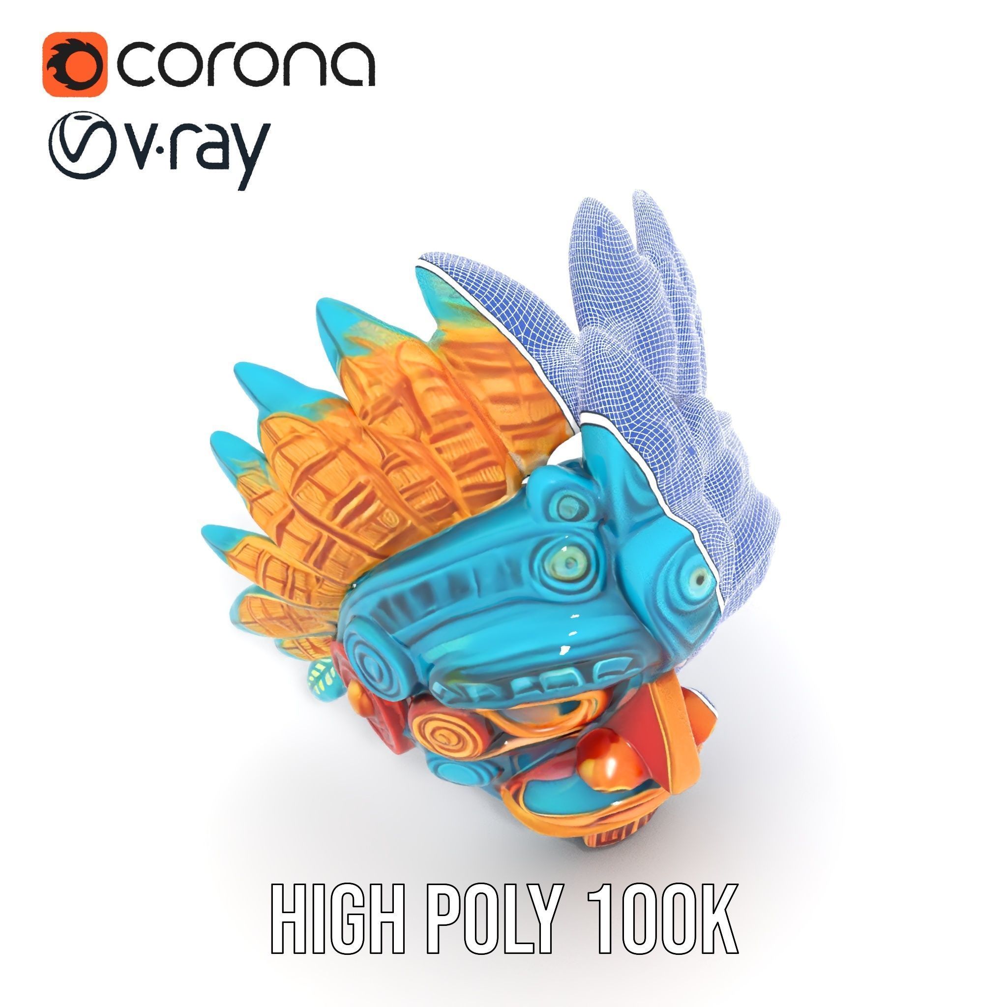 Aztec Warrior Mask D Model Pack Low-poly 3D model_33