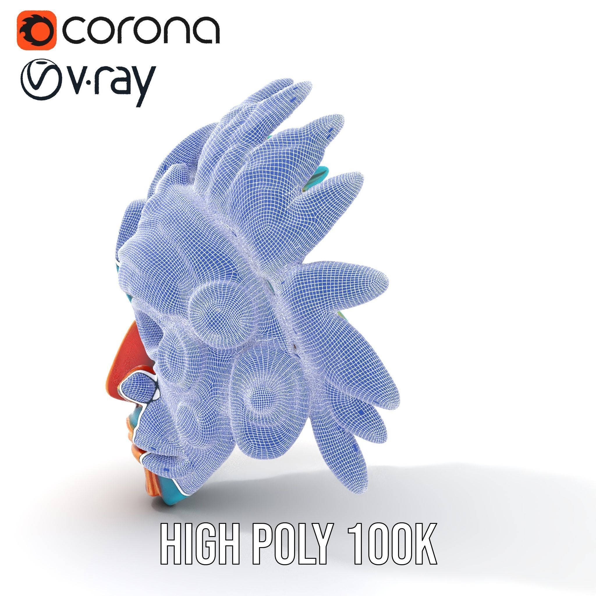 Aztec Warrior Mask D Model Pack Low-poly 3D model_32