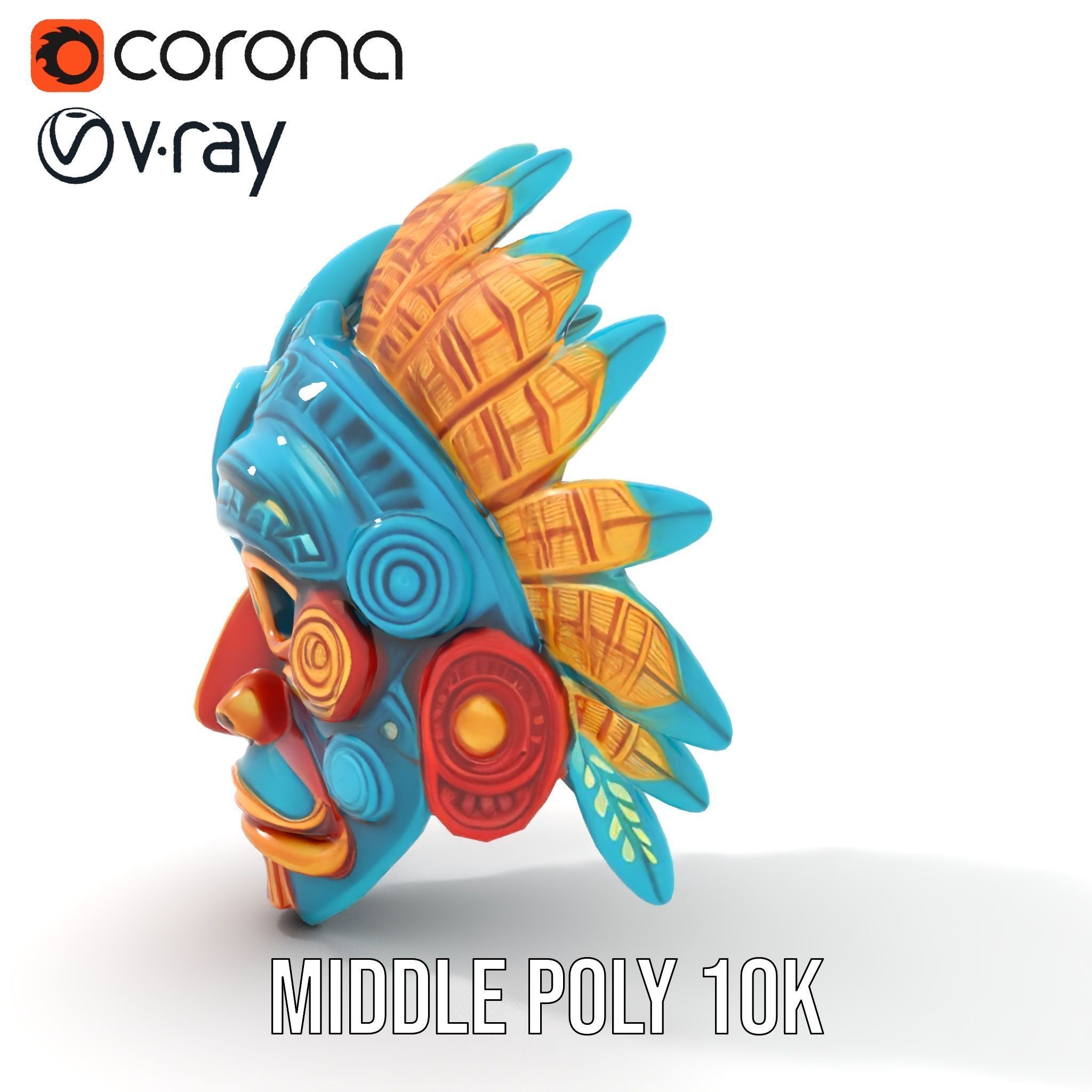 Aztec Warrior Mask D Model Pack Low-poly 3D model_13