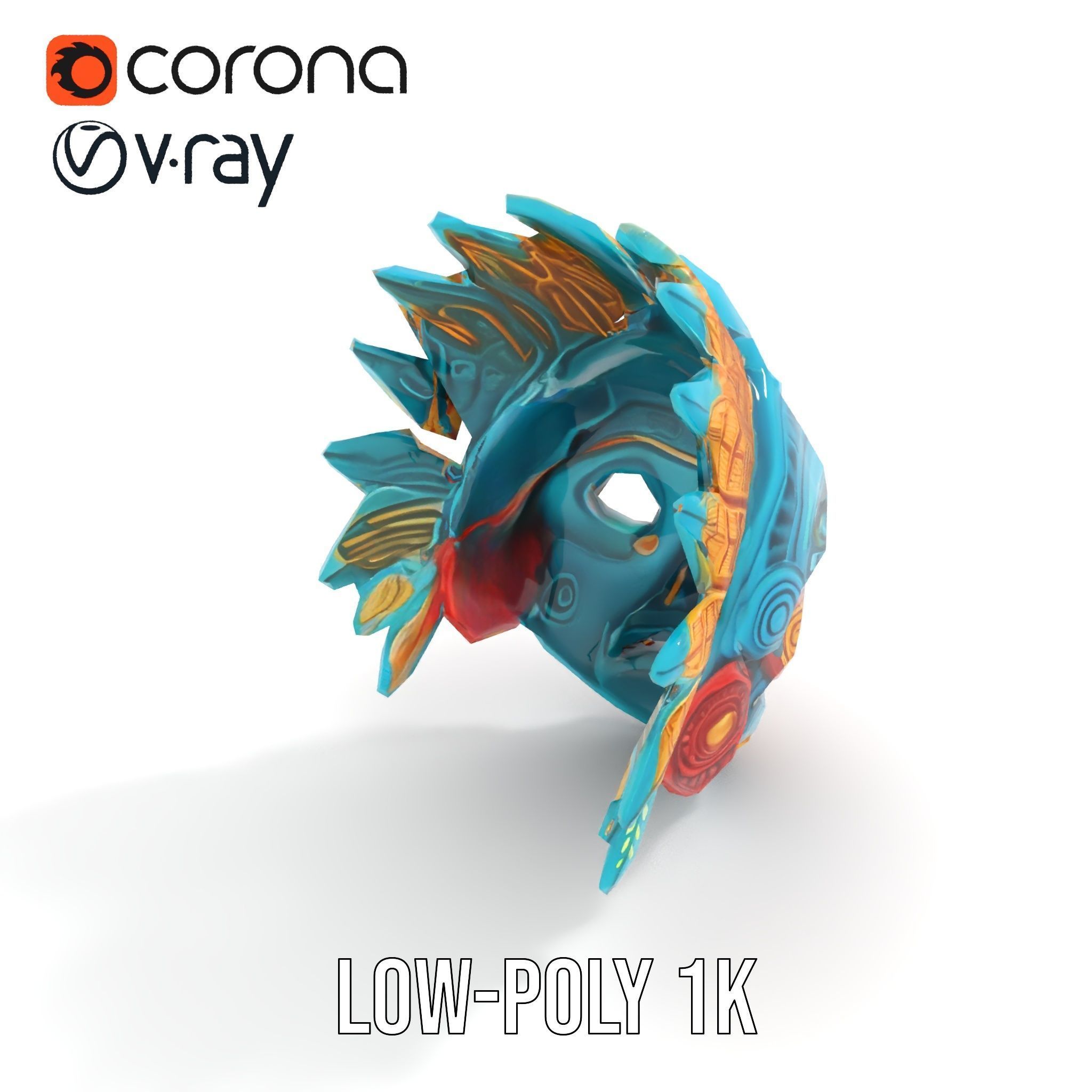 Aztec Warrior Mask D Model Pack Low-poly 3D model_17