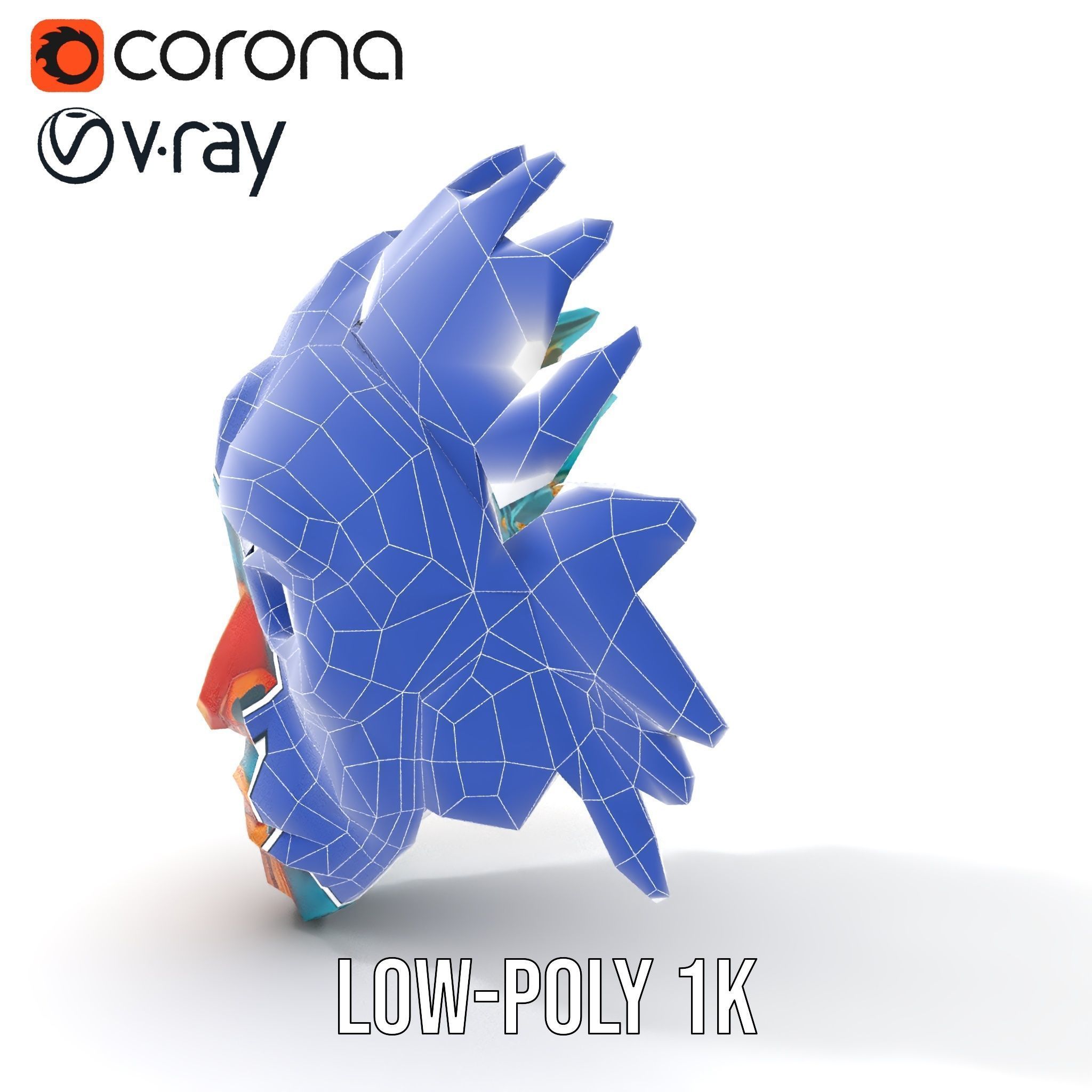 Aztec Warrior Mask D Model Pack Low-poly 3D model_19