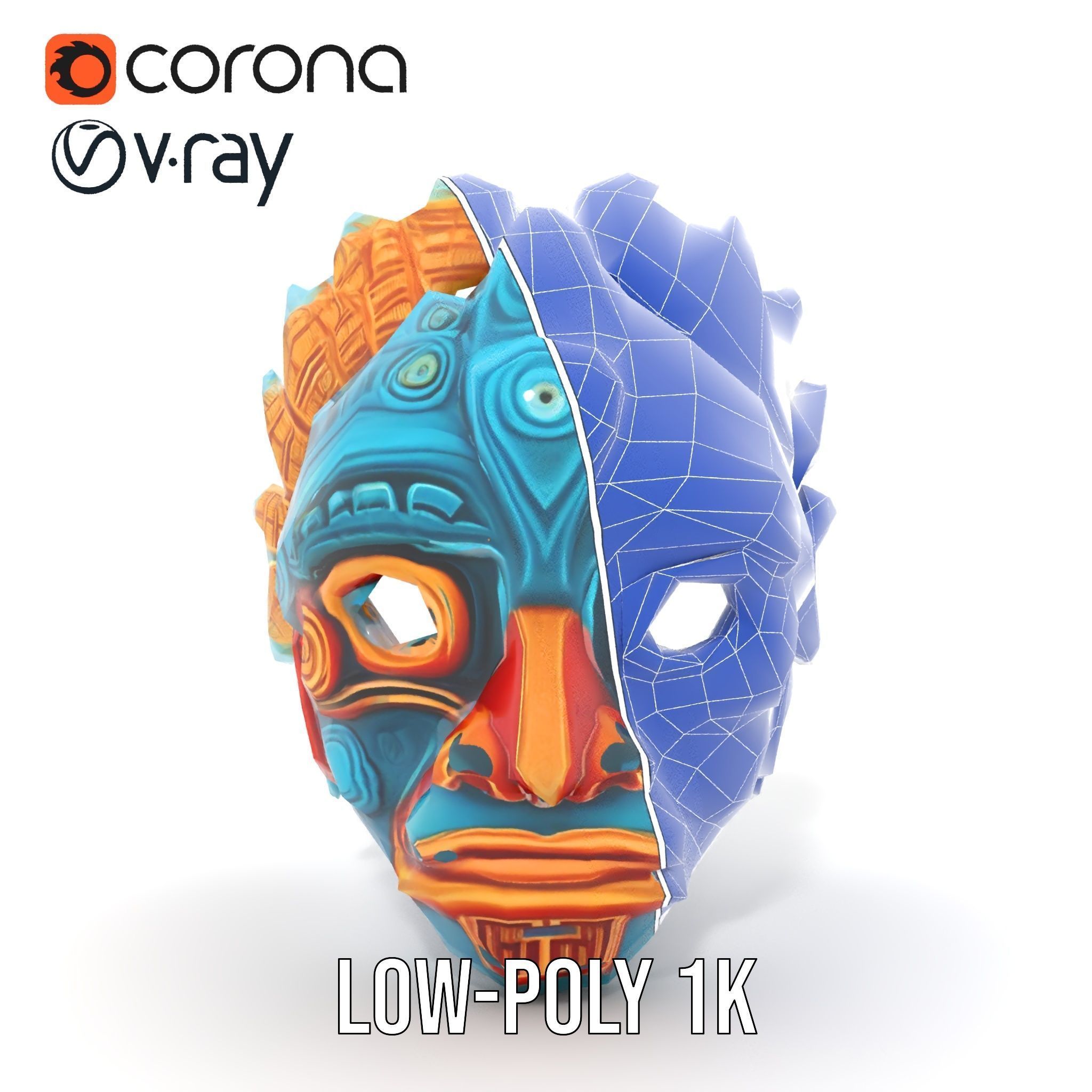 Aztec Warrior Mask D Model Pack Low-poly 3D model_30