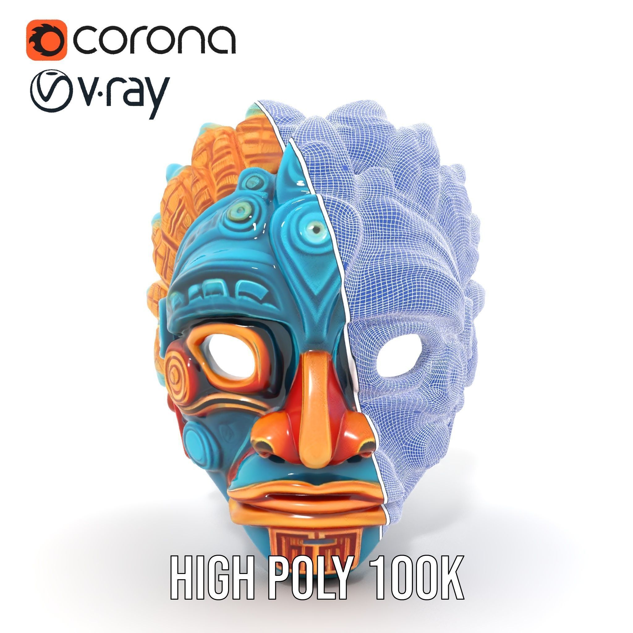Aztec Warrior Mask D Model Pack Low-poly 3D model_34